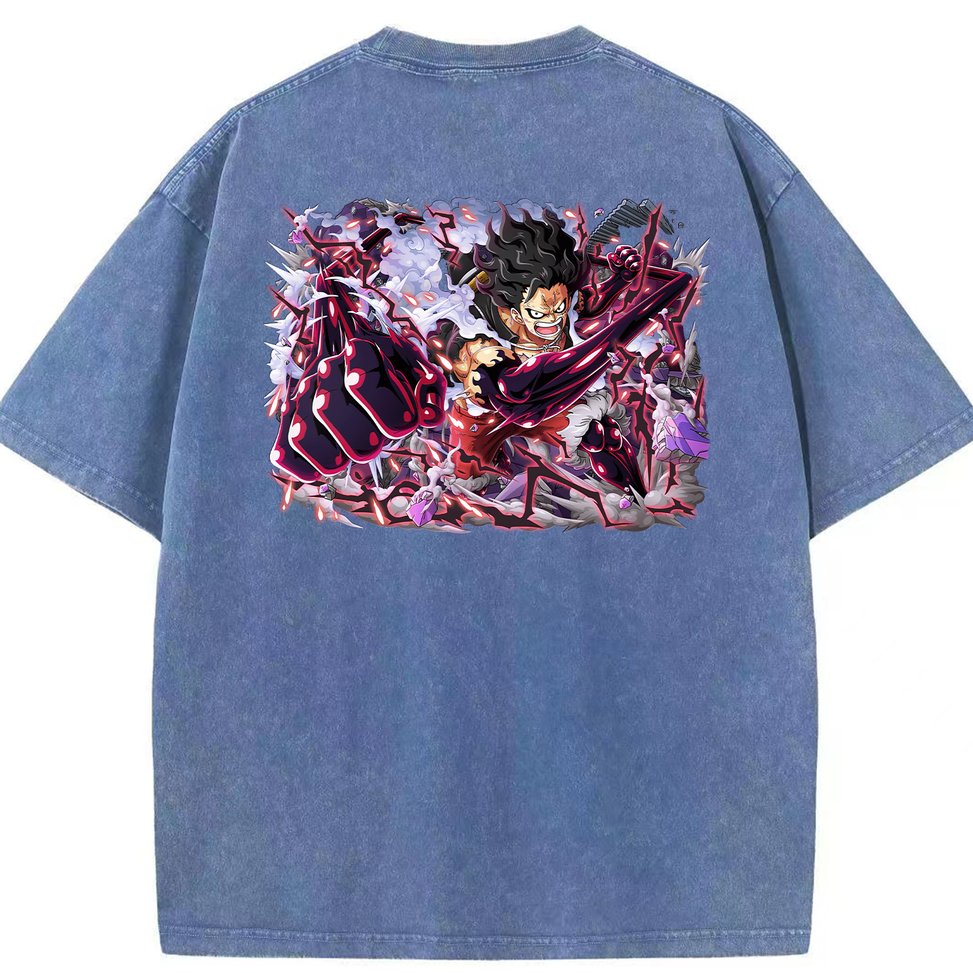 ワンピース モンキー・D・ルフィ ONE PIECE Monkey D. Luffy 綿100% ヴィンテージ風 半袖Tシャツ（背面プリント）