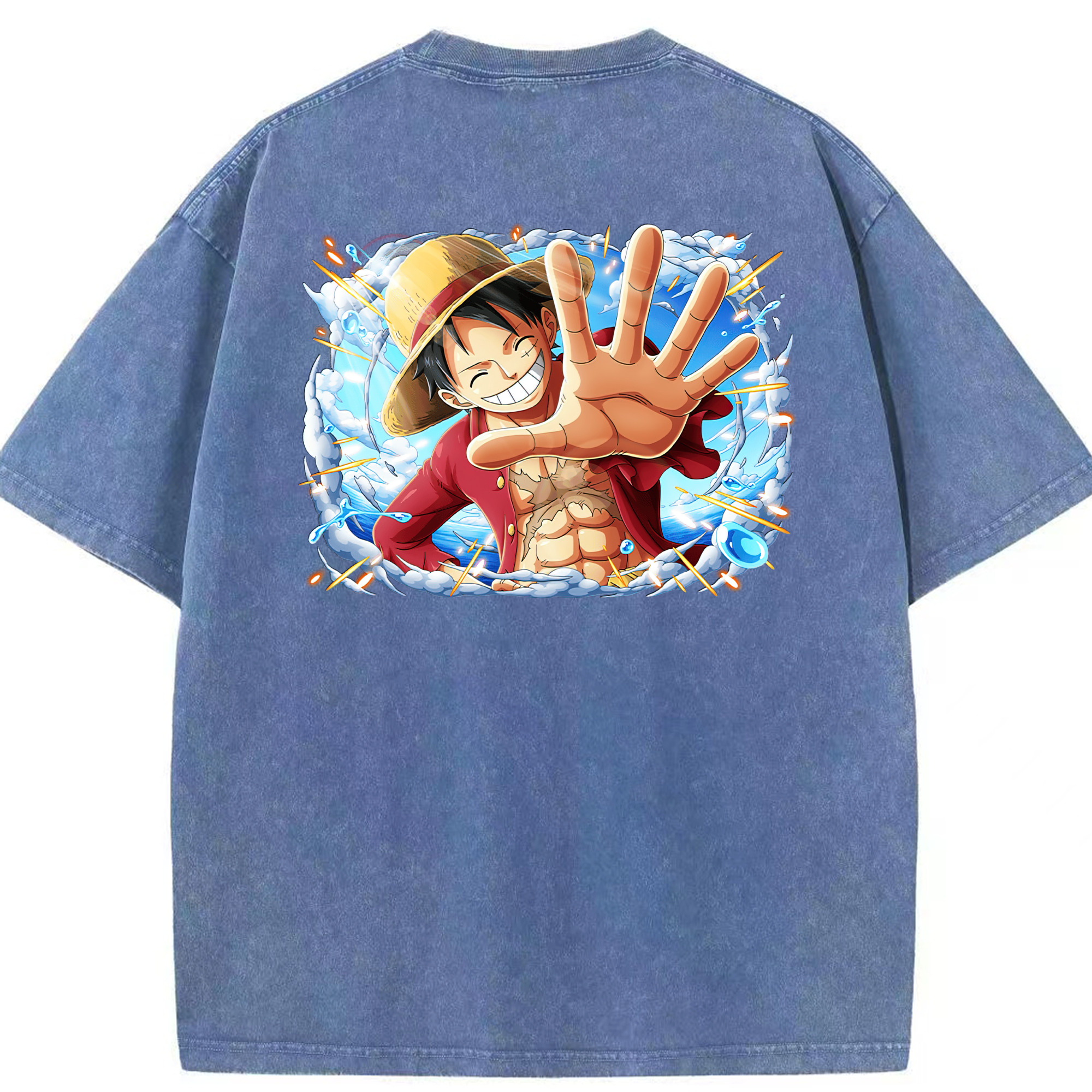 ワンピース モンキー・D・ルフィ ONE PIECE Monkey D. Luffy 綿100% ヴィンテージ風 半袖Tシャツ（背面プリント）