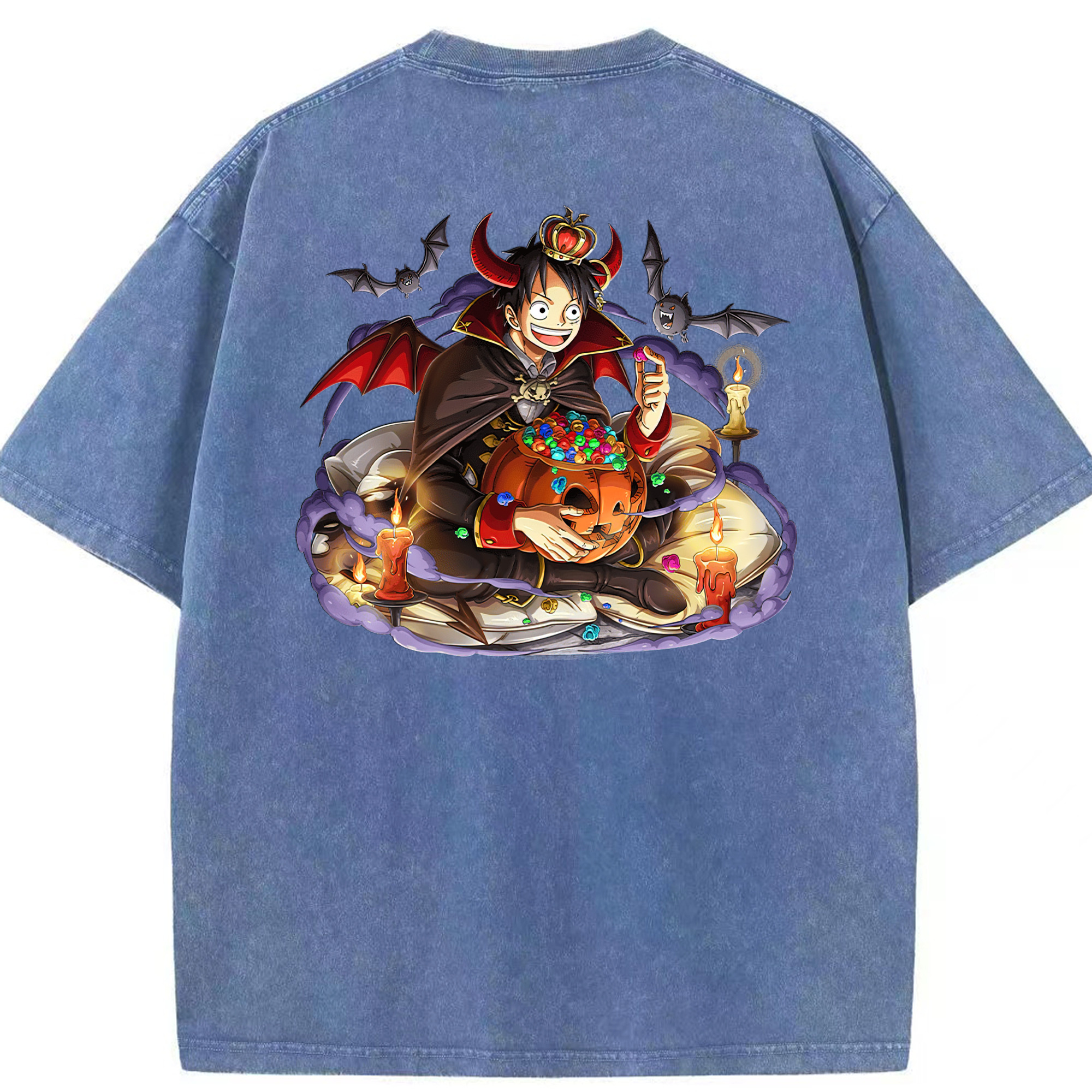 ワンピース モンキー・D・ルフィ ONE PIECE Monkey D. Luffy 綿100% ヴィンテージ風 半袖Tシャツ（背面プリント）