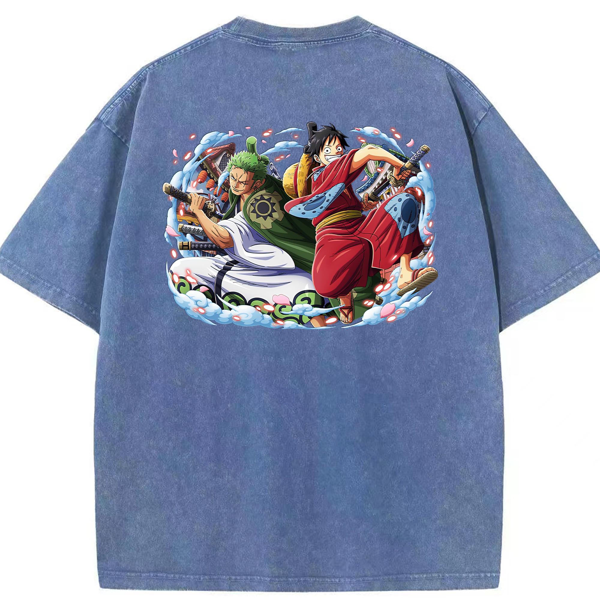 ワンピース モンキー・D・ルフィ ONE PIECE Monkey D. Luffy 綿100% ヴィンテージ風 半袖Tシャツ（背面プリント）