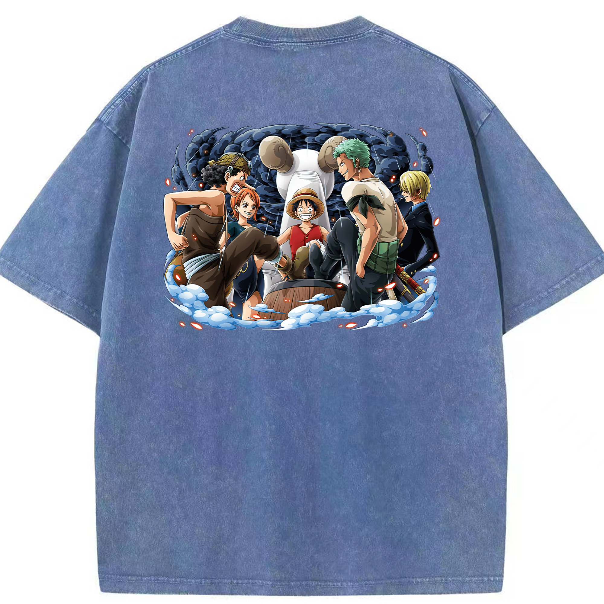ワンピース モンキー・D・ルフィ ONE PIECE Monkey D. Luffy 綿100% ヴィンテージ風 半袖Tシャツ（背面プリント）