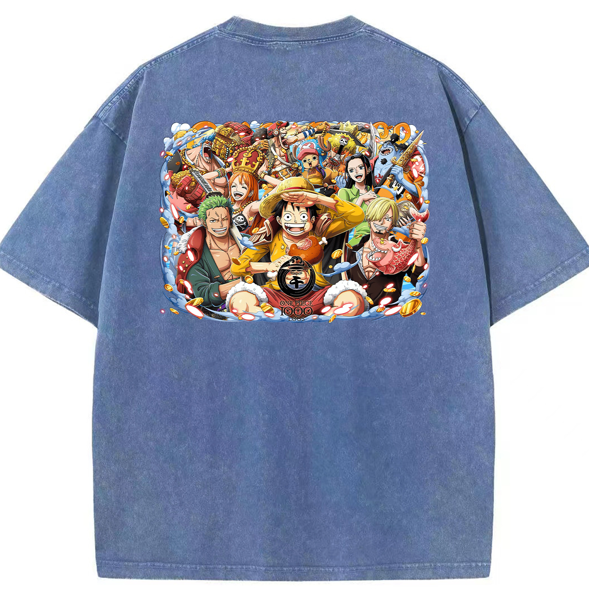 ワンピース モンキー・D・ルフィ ONE PIECE Monkey D. Luffy 綿100% ヴィンテージ風 半袖Tシャツ（背面プリント）