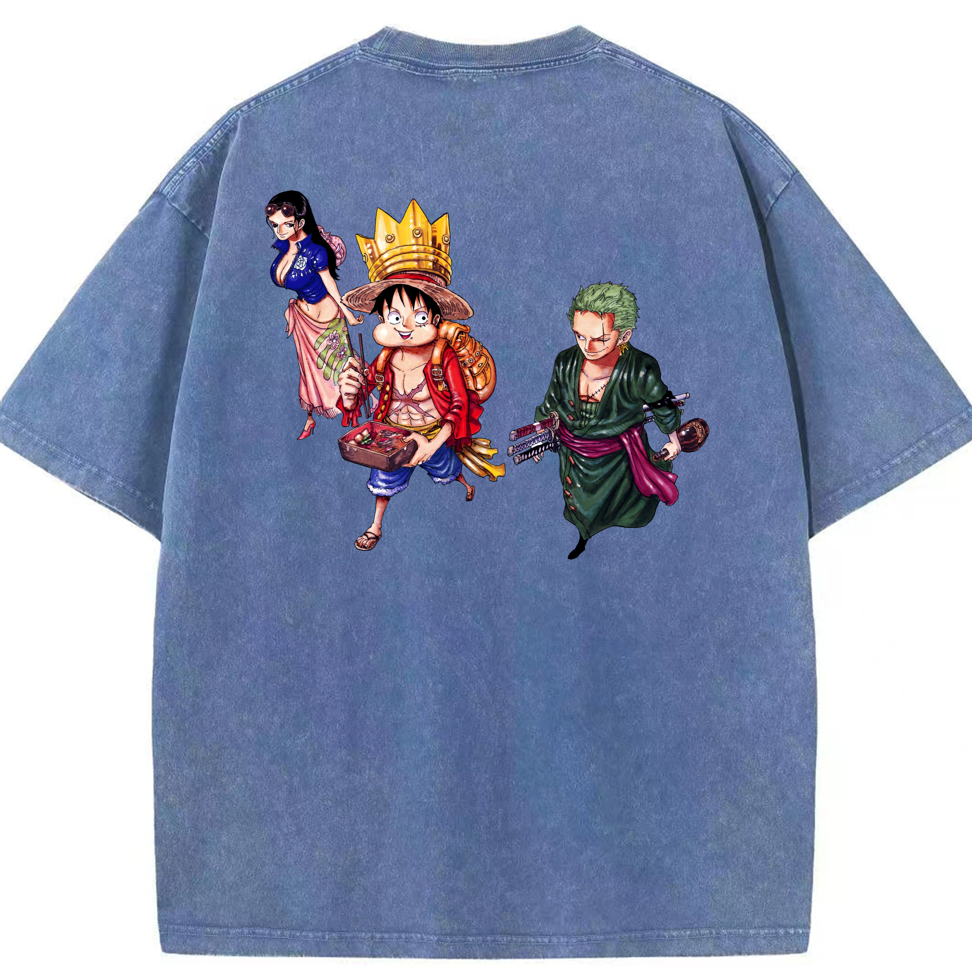 ワンピース モンキー・D・ルフィ ONE PIECE Monkey D. Luffy 綿100% ヴィンテージ風 半袖Tシャツ（背面プリント）