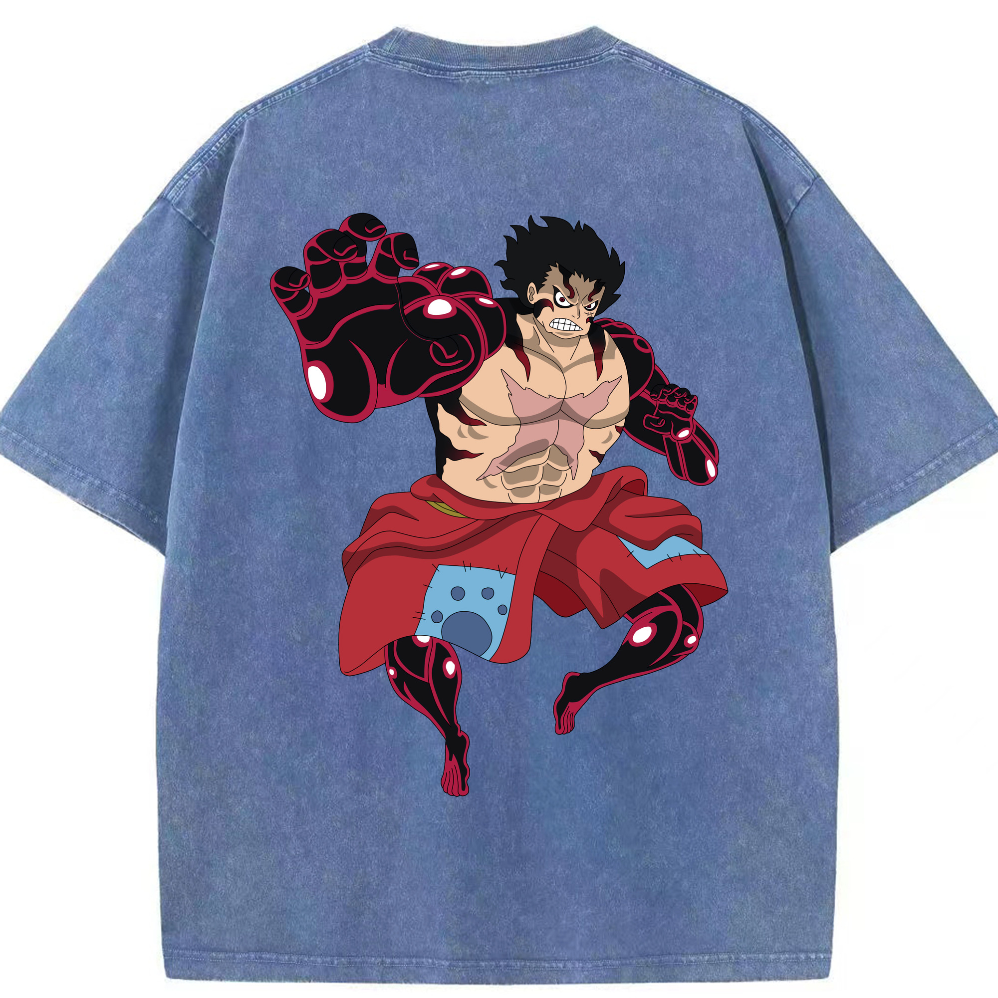 ワンピース モンキー・D・ルフィ ONE PIECE Monkey D. Luffy 綿100% ヴィンテージ風 半袖Tシャツ（背面プリント）