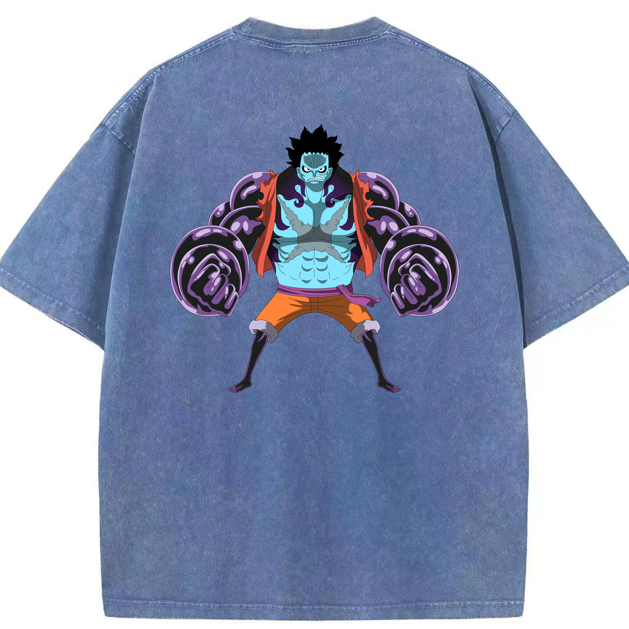 ワンピース モンキー・D・ルフィ ONE PIECE Monkey D. Luffy 綿100% ヴィンテージ風 半袖Tシャツ（背面プリント）