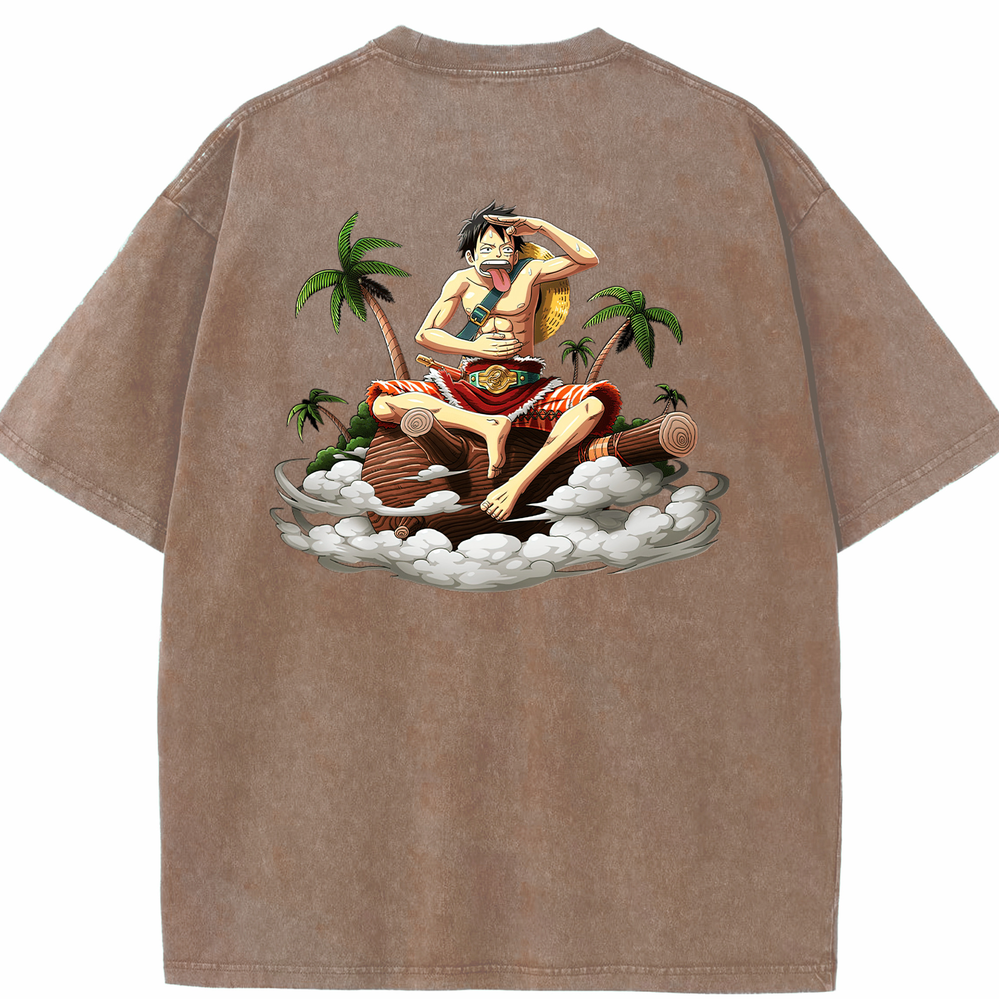 ワンピース モンキー・D・ルフィ ONE PIECE Monkey D. Luffy 綿100% ヴィンテージ風 半袖Tシャツ（背面プリント）