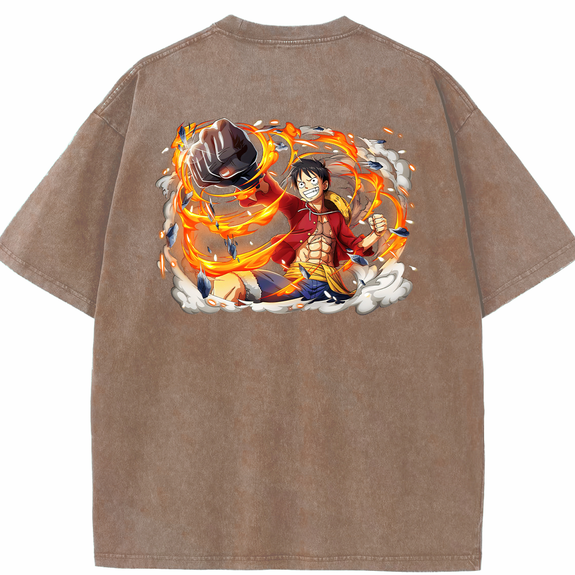 ワンピース モンキー・D・ルフィ ONE PIECE Monkey D. Luffy 綿100% ヴィンテージ風 半袖Tシャツ（背面プリント）