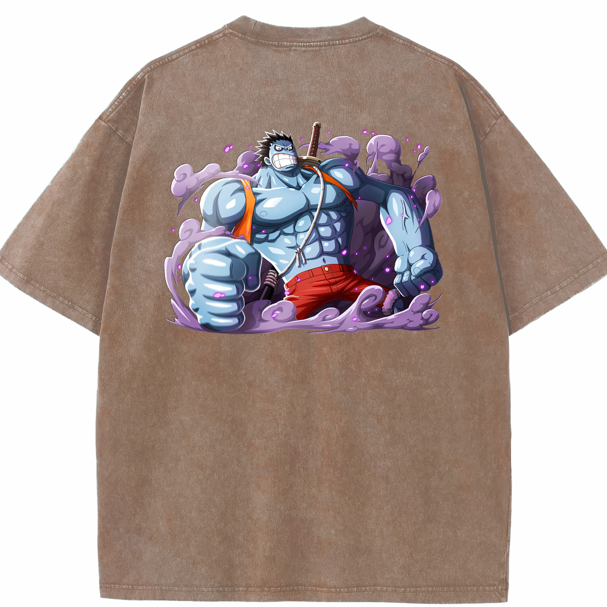 ワンピース モンキー・D・ルフィ ONE PIECE Monkey D. Luffy 綿100% ヴィンテージ風 半袖Tシャツ（背面プリント）