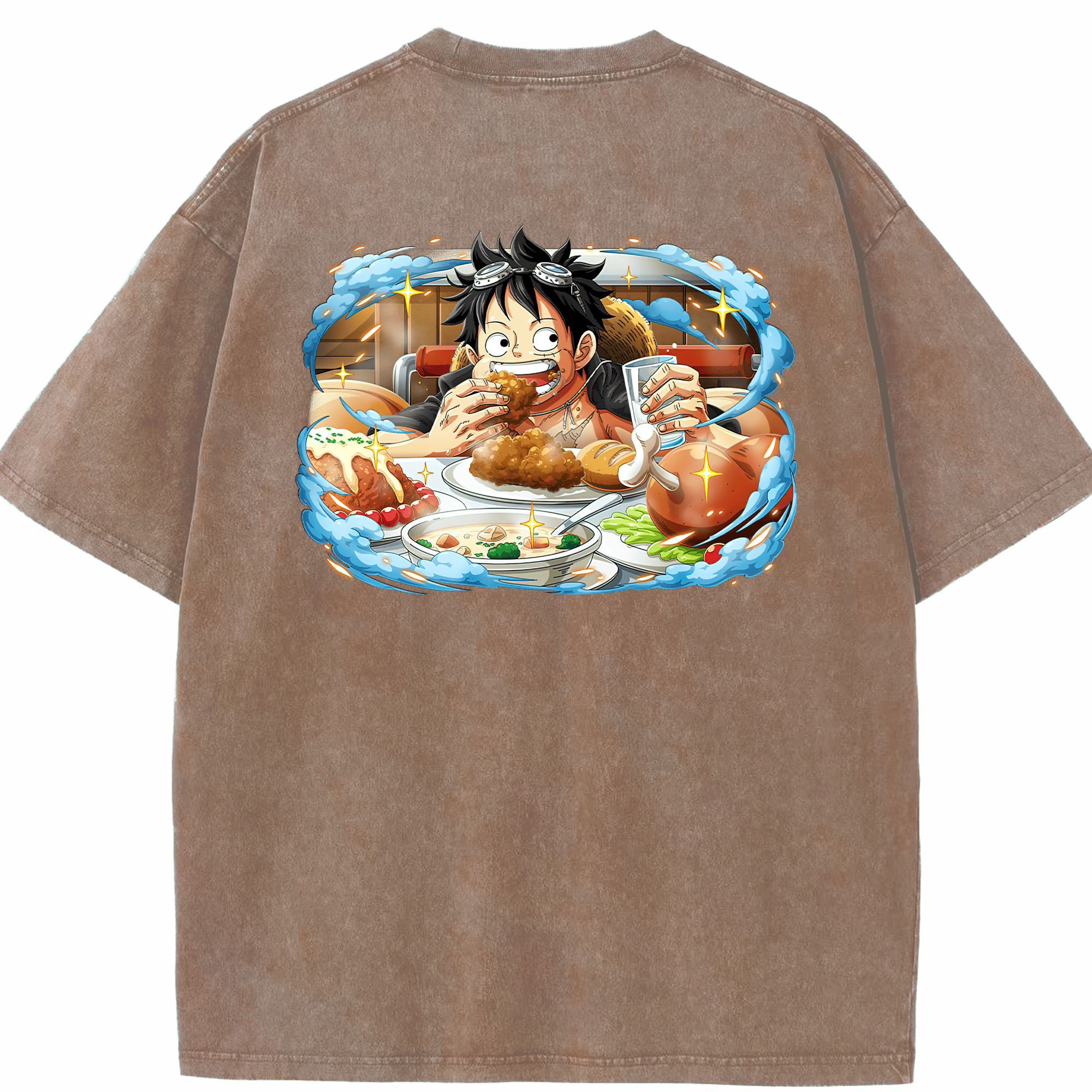 ワンピース モンキー・D・ルフィ ONE PIECE Monkey D. Luffy 綿100% ヴィンテージ風 半袖Tシャツ（背面プリント）
