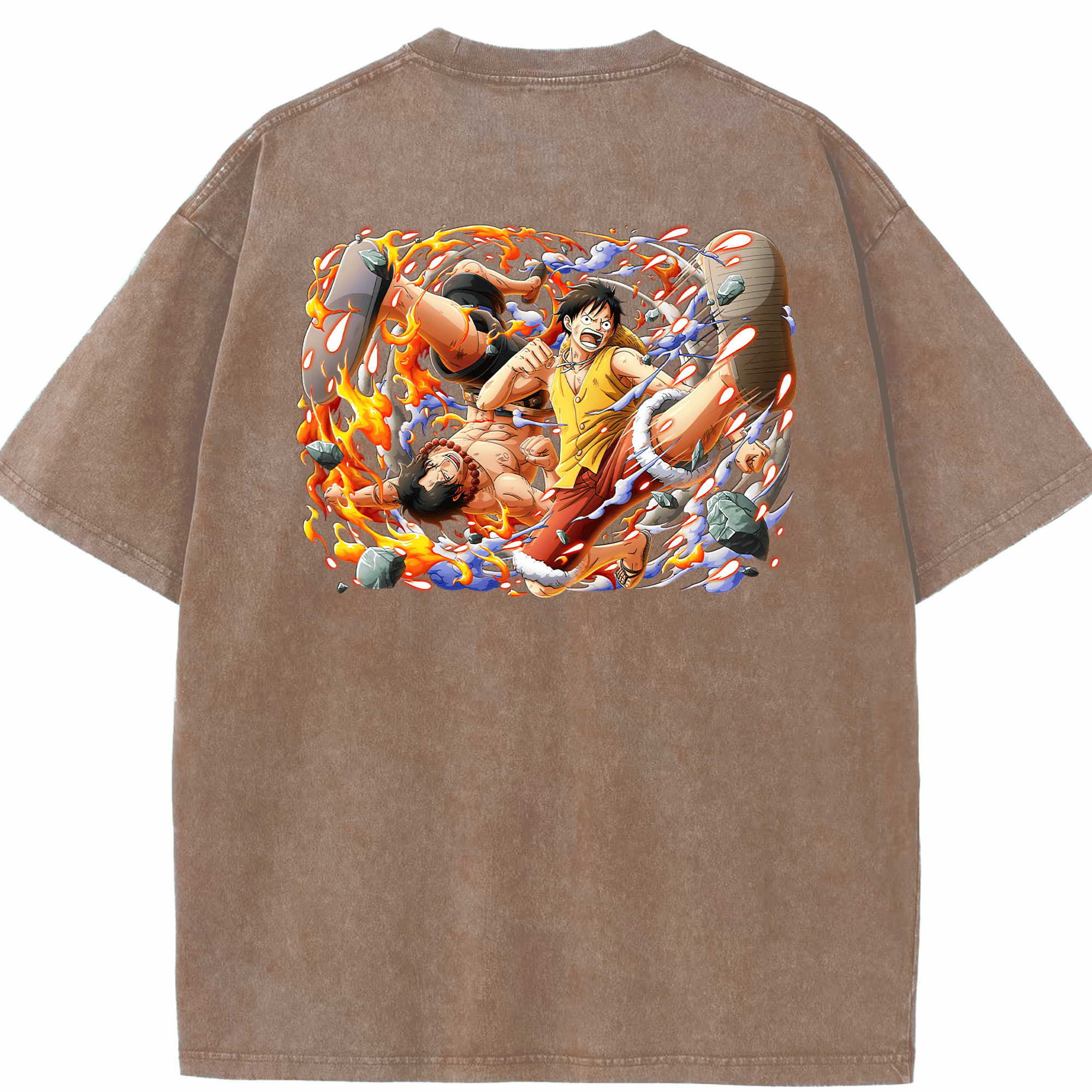ワンピース モンキー・D・ルフィ ONE PIECE Monkey D. Luffy 綿100% ヴィンテージ風 半袖Tシャツ（背面プリント）