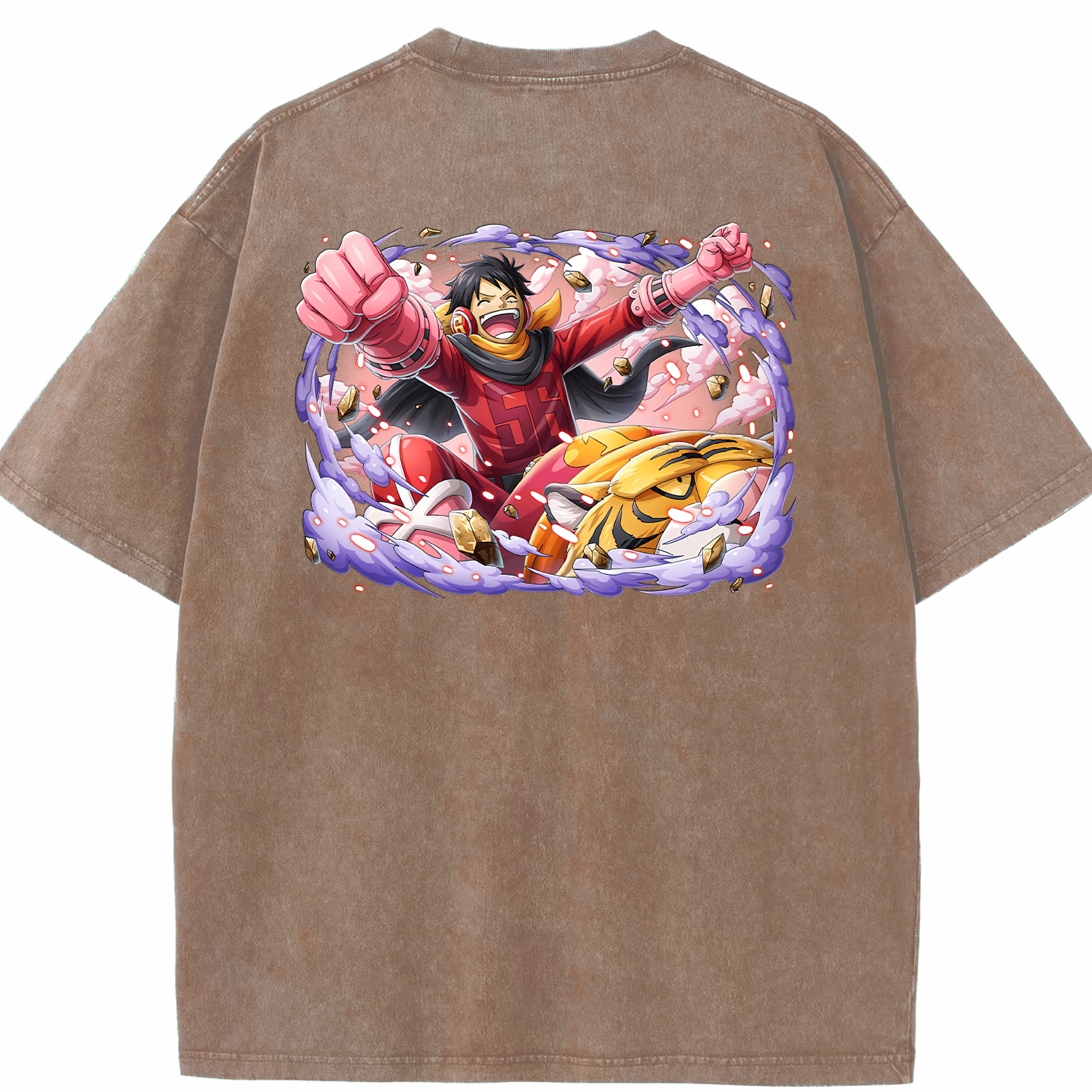 ワンピース モンキー・D・ルフィ ONE PIECE Monkey D. Luffy 綿100% ヴィンテージ風 半袖Tシャツ（背面プリント）