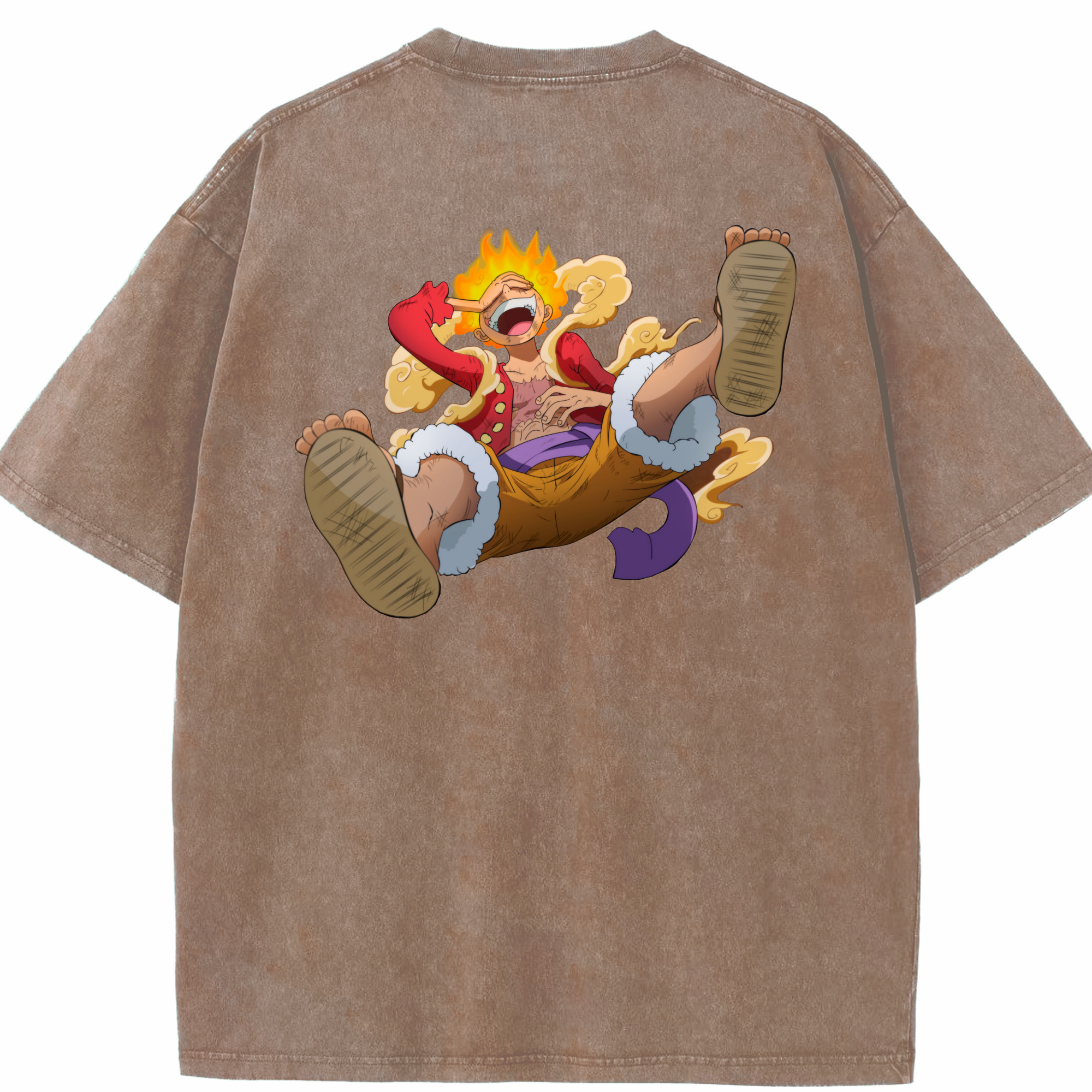 ワンピース モンキー・D・ルフィ ONE PIECE Monkey D. Luffy 綿100% ヴィンテージ風 半袖Tシャツ（背面プリント）