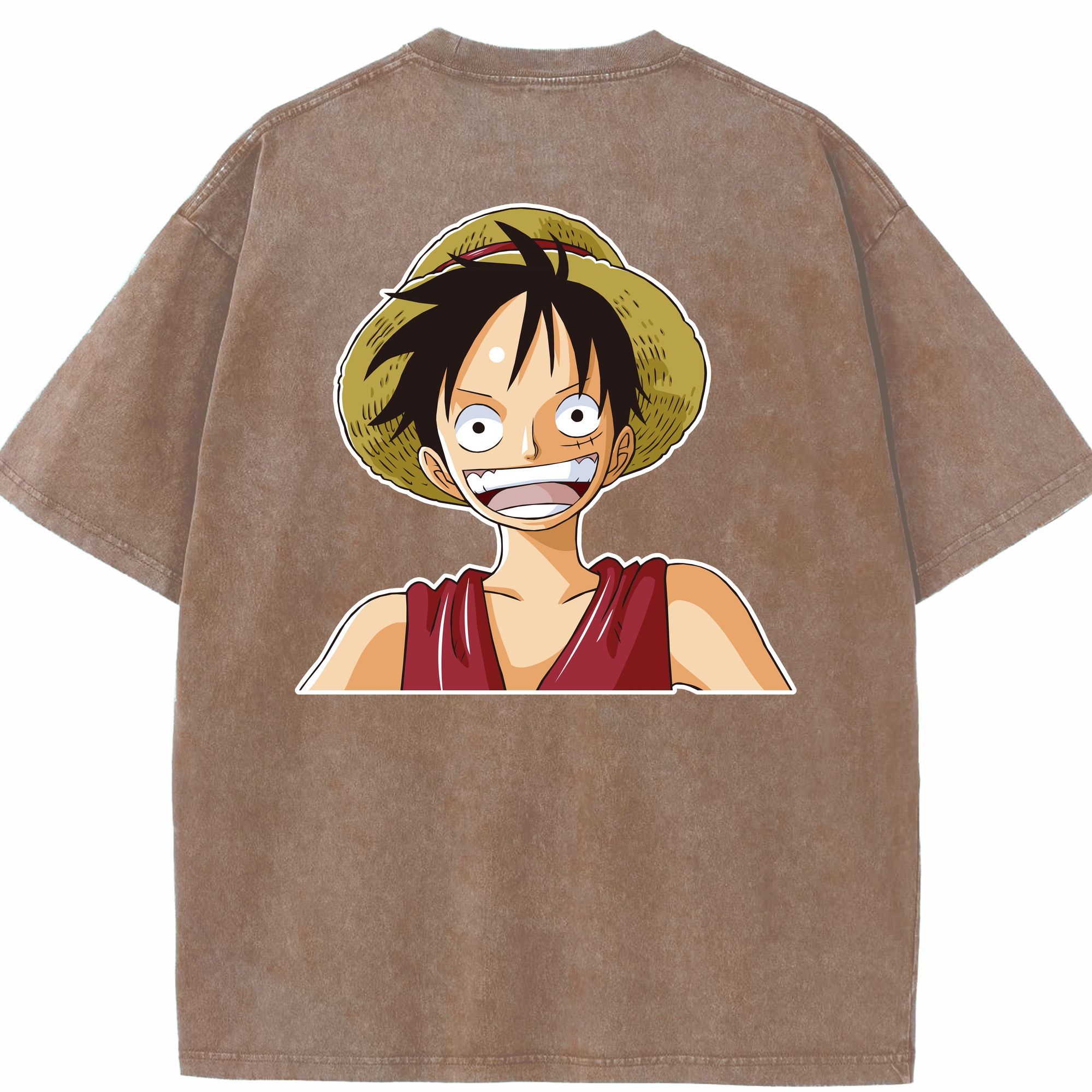 ワンピース モンキー・D・ルフィ ONE PIECE Monkey D. Luffy 綿100% ヴィンテージ風 半袖Tシャツ（背面プリント）