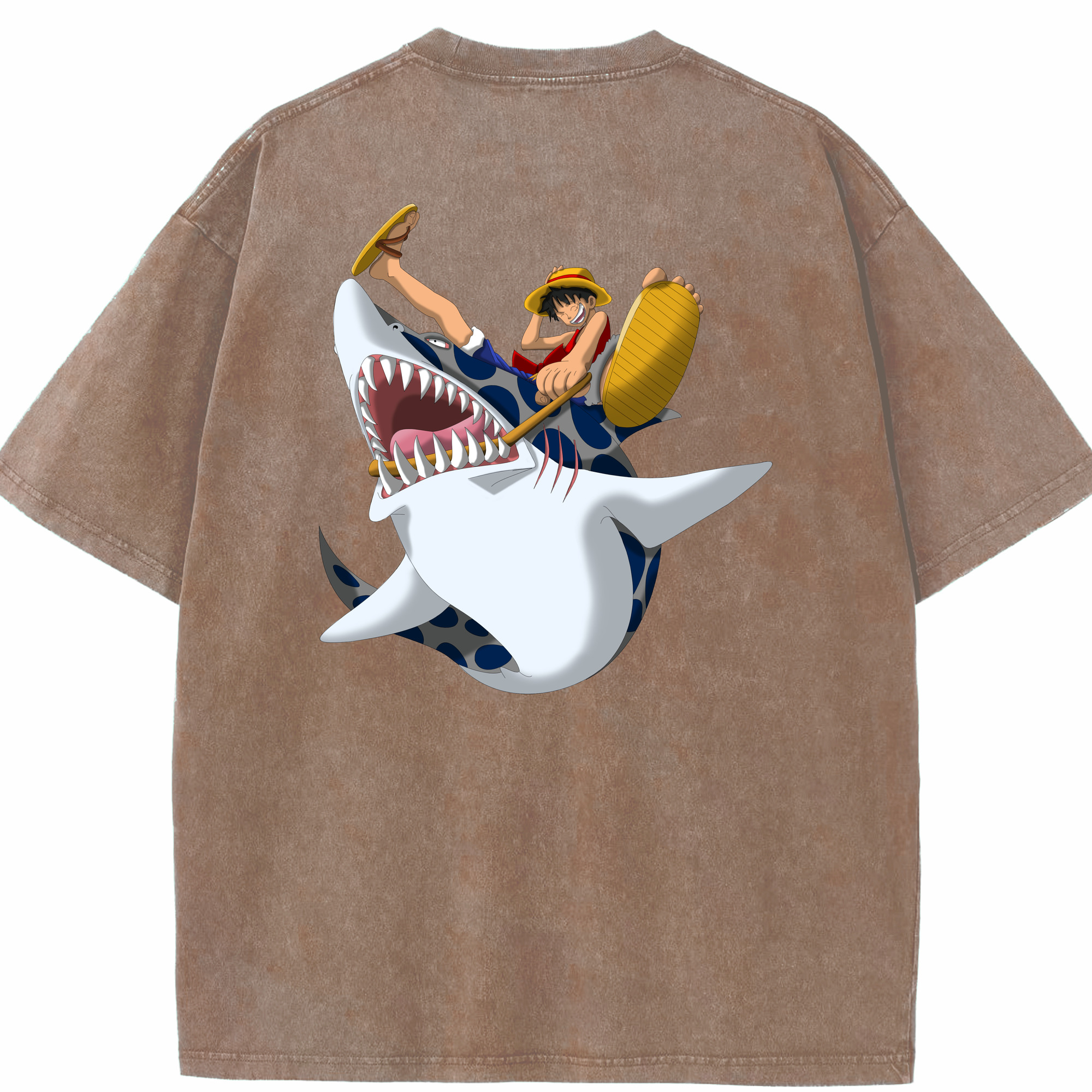 ワンピース モンキー・D・ルフィ ONE PIECE Monkey D. Luffy 綿100% ヴィンテージ風 半袖Tシャツ（背面プリント）