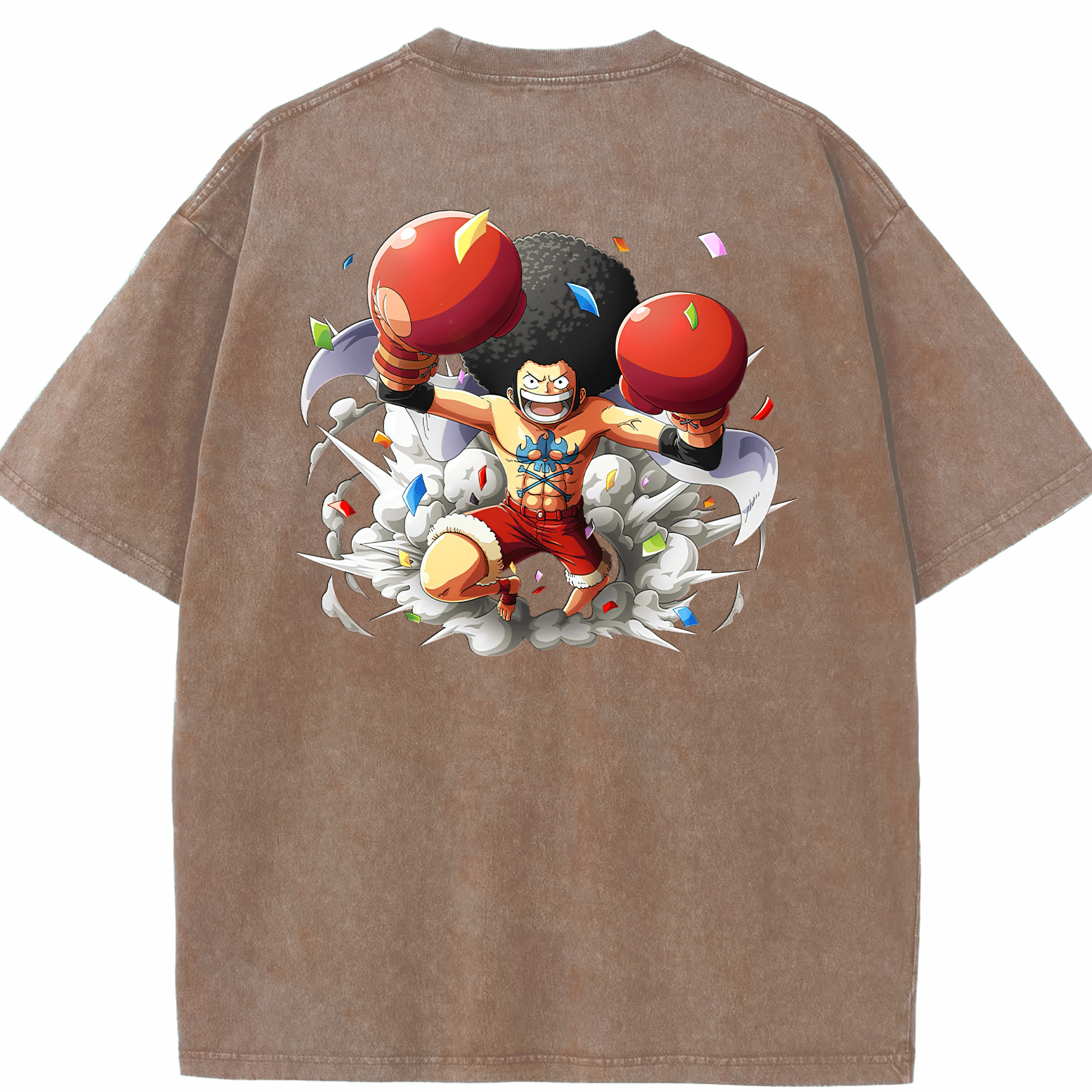 ワンピース モンキー・D・ルフィ ONE PIECE Monkey D. Luffy 綿100% ヴィンテージ風 半袖Tシャツ（背面プリント）