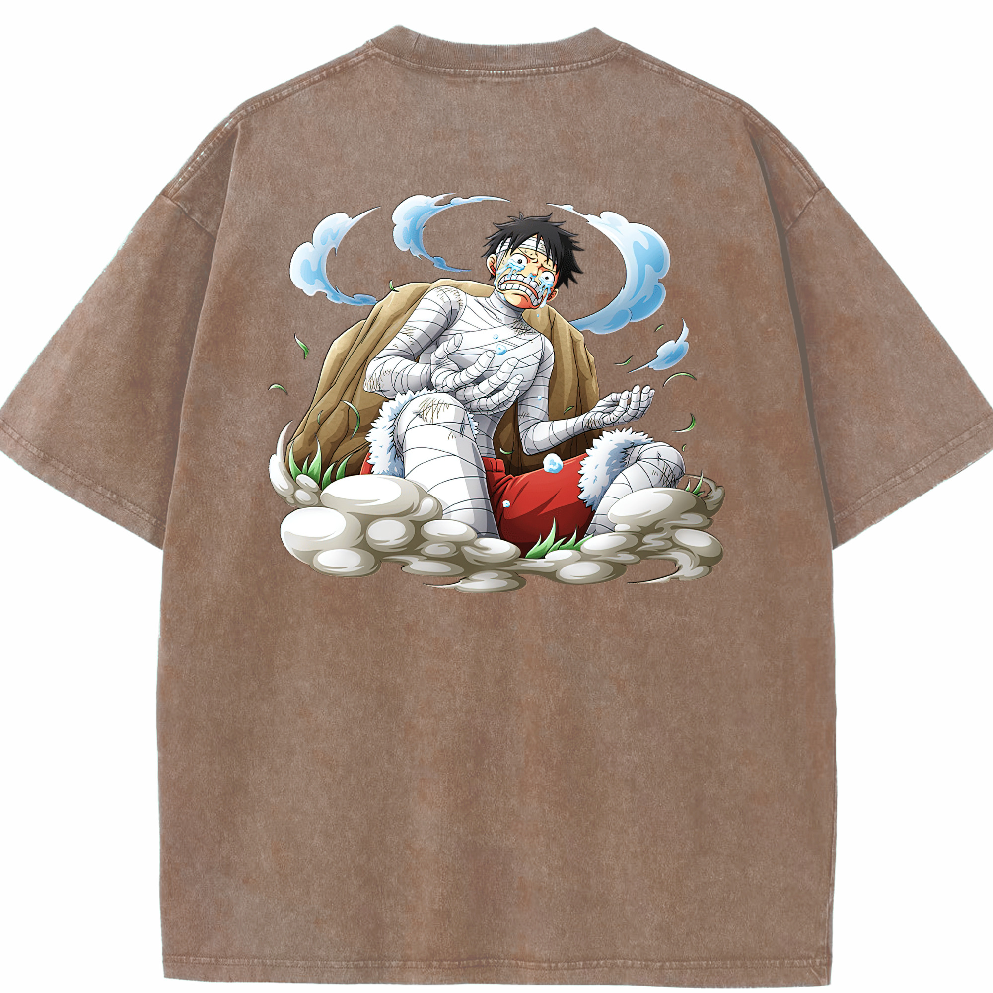 ワンピース モンキー・D・ルフィ ONE PIECE Monkey D. Luffy 綿100% ヴィンテージ風 半袖Tシャツ（背面プリント）