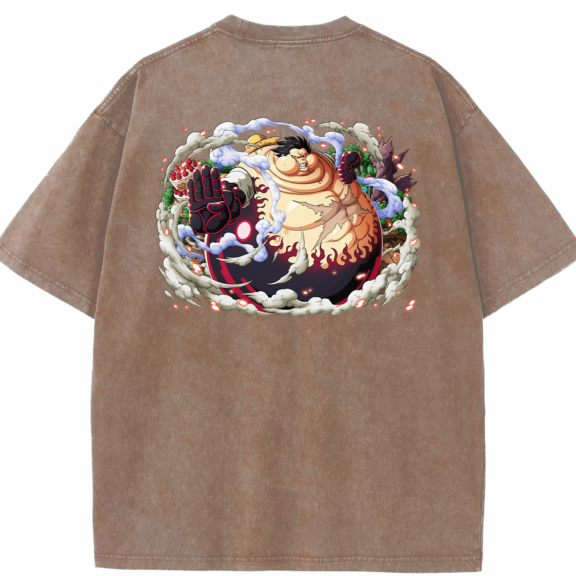 ワンピース モンキー・D・ルフィ ONE PIECE Monkey D. Luffy 綿100% ヴィンテージ風 半袖Tシャツ（背面プリント）