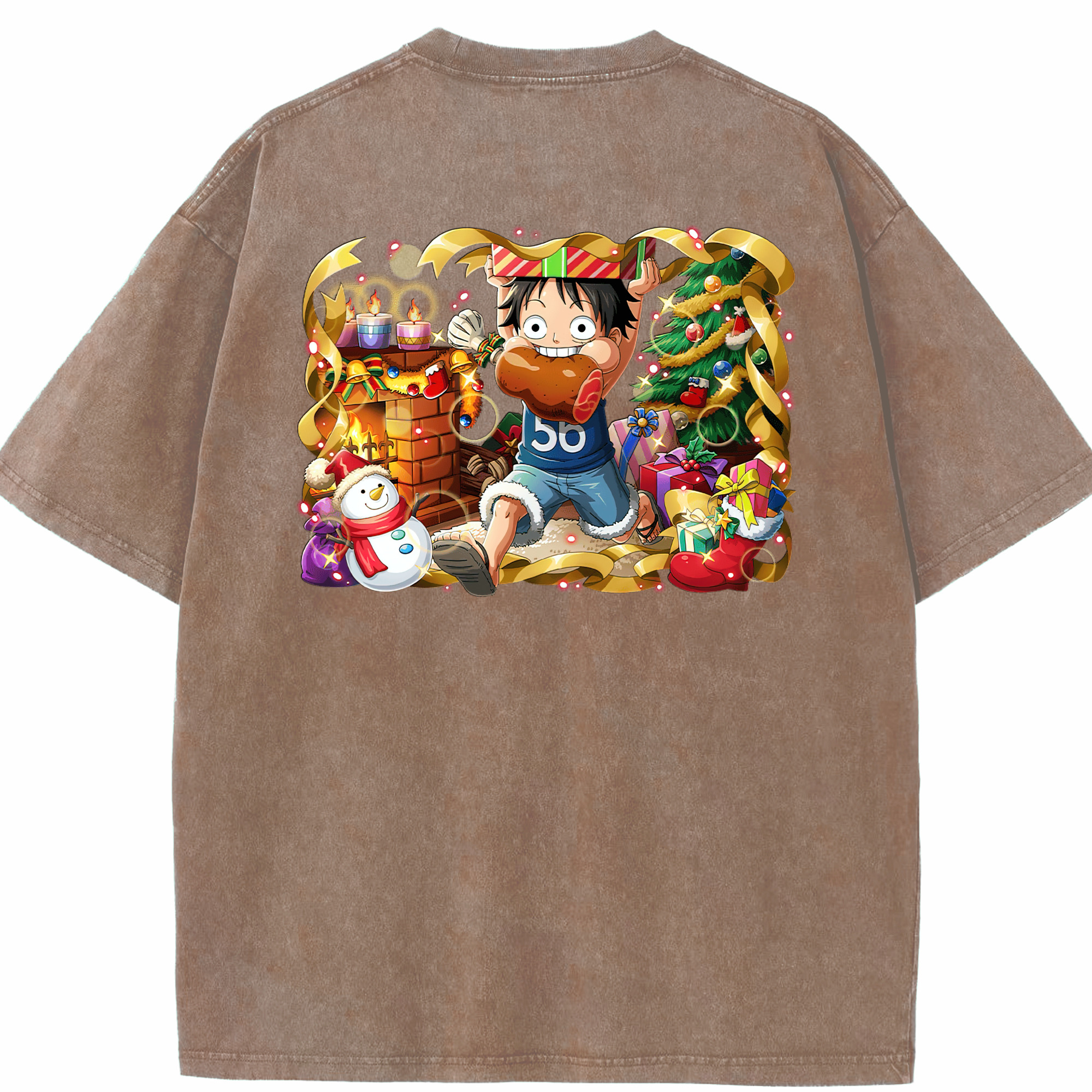 ワンピース モンキー・D・ルフィ ONE PIECE Monkey D. Luffy 綿100% ヴィンテージ風 半袖Tシャツ（背面プリント）