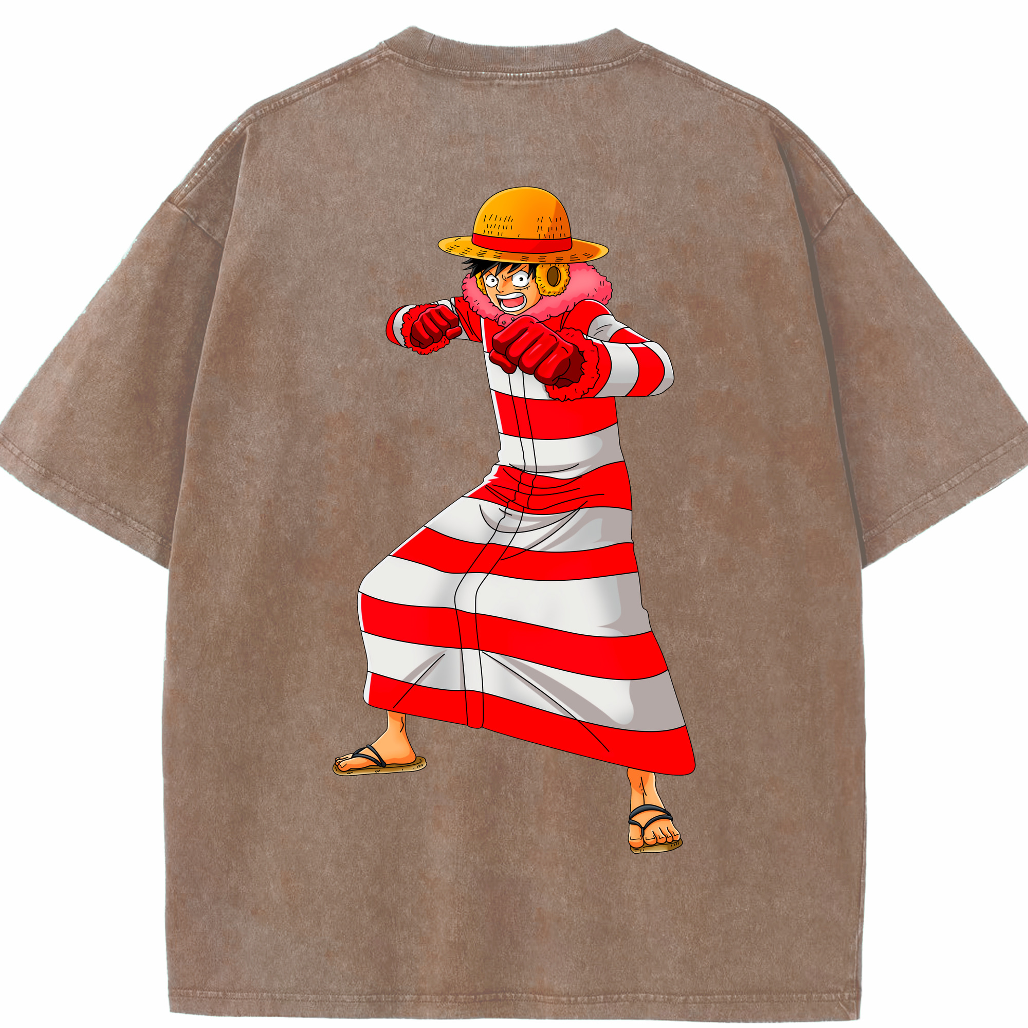 ワンピース モンキー・D・ルフィ ONE PIECE Monkey D. Luffy 綿100% ヴィンテージ風 半袖Tシャツ（背面プリント）
