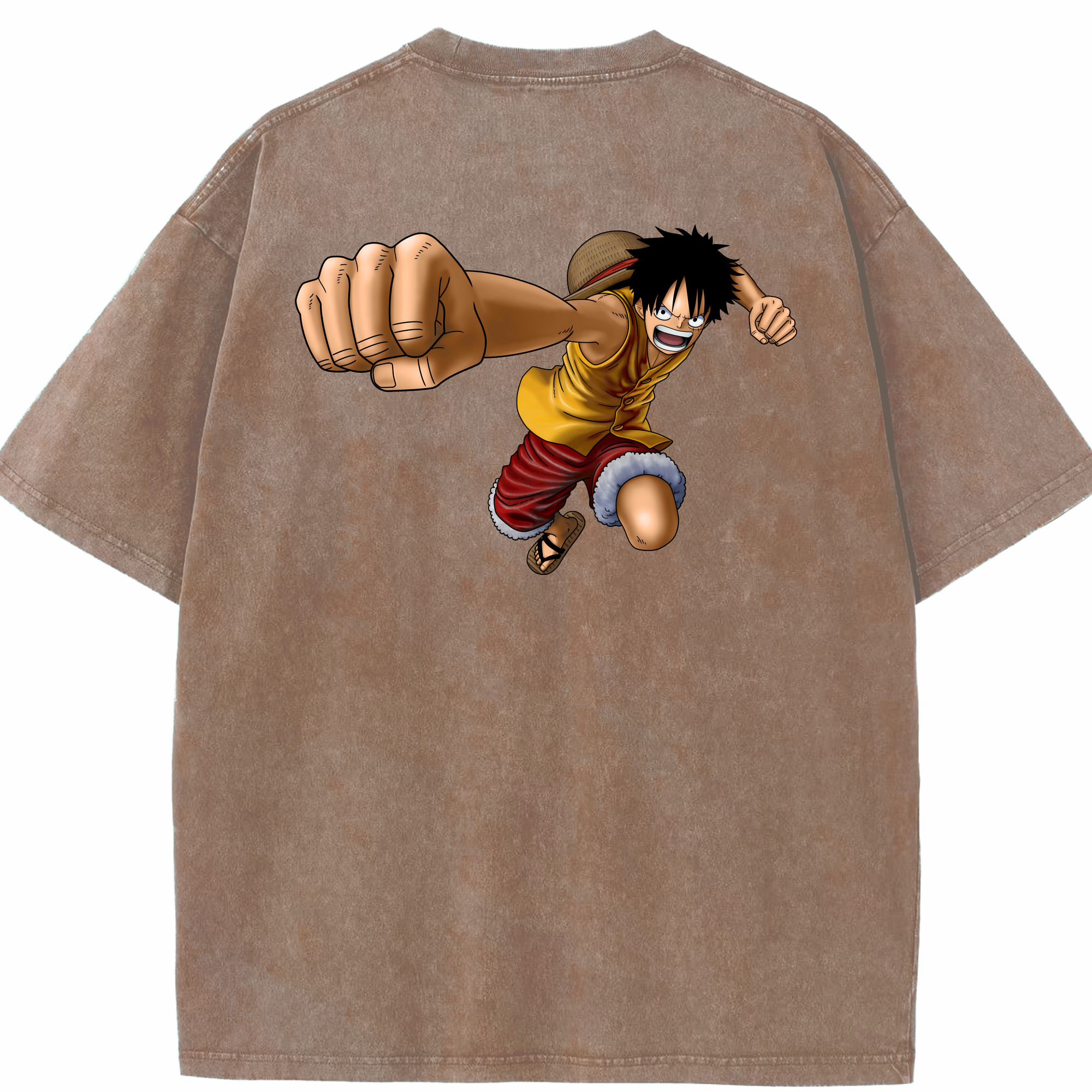 ワンピース モンキー・D・ルフィ ONE PIECE Monkey D. Luffy 綿100% ヴィンテージ風 半袖Tシャツ（背面プリント）