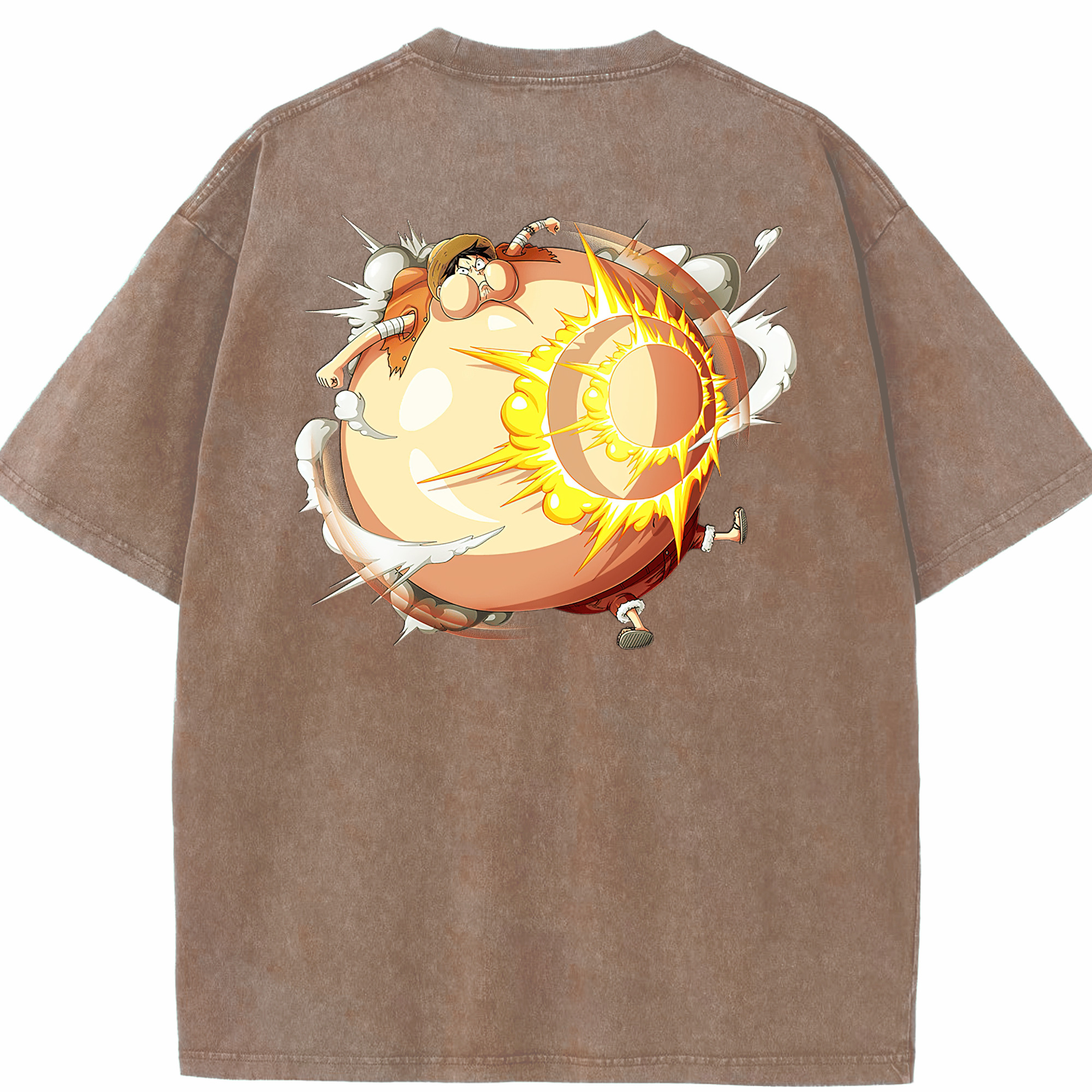 ワンピース モンキー・D・ルフィ ONE PIECE Monkey D. Luffy 綿100% ヴィンテージ風 半袖Tシャツ（背面プリント）