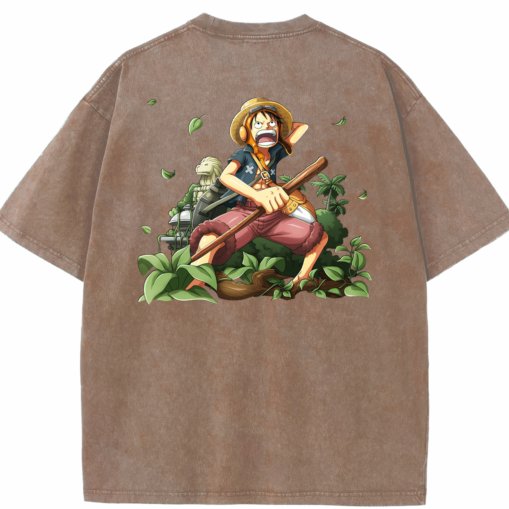 ワンピース モンキー・D・ルフィ ONE PIECE Monkey D. Luffy 綿100% ヴィンテージ風 半袖Tシャツ（背面プリント）