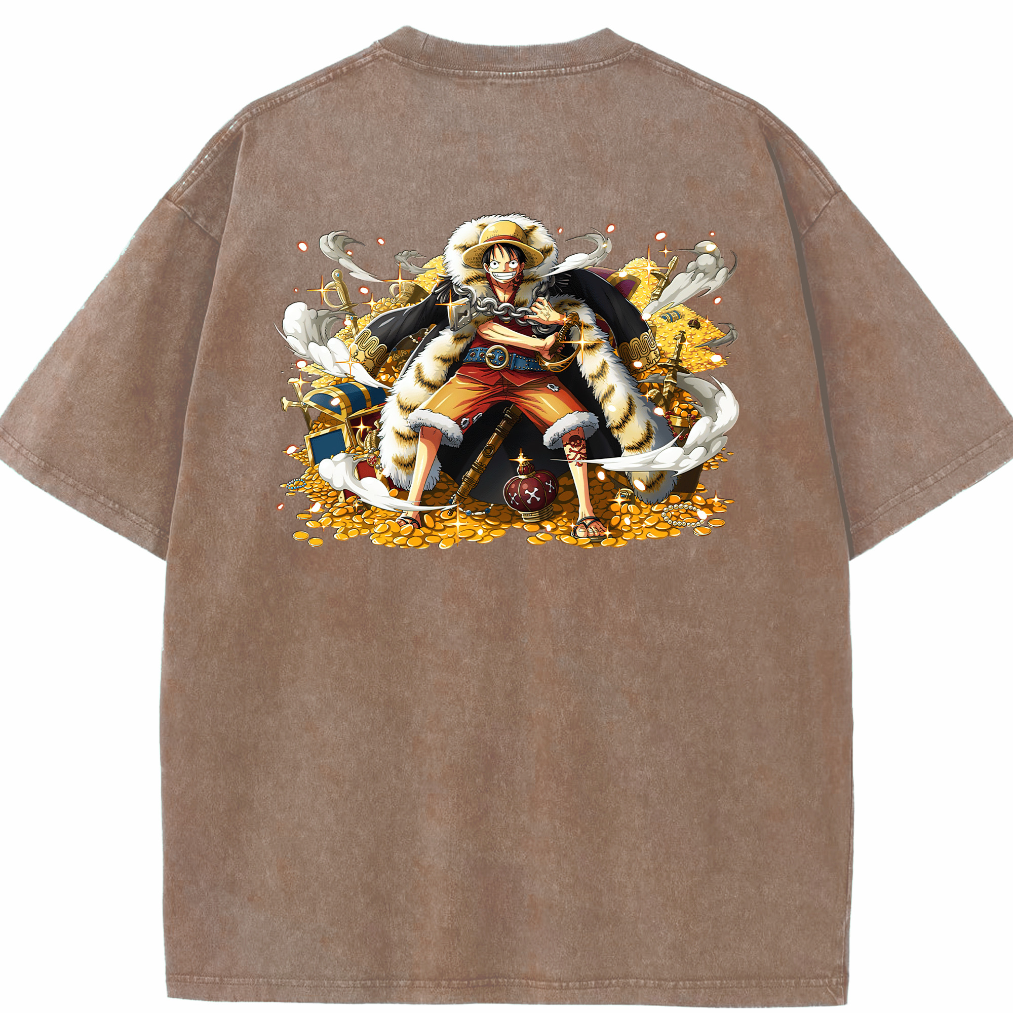 ワンピース モンキー・D・ルフィ ONE PIECE Monkey D. Luffy 綿100% ヴィンテージ風 半袖Tシャツ（背面プリント）