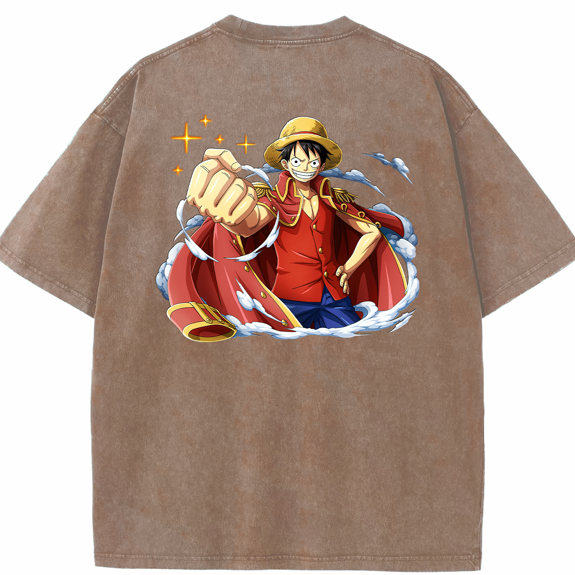 ワンピース モンキー・D・ルフィ ONE PIECE Monkey D. Luffy 綿100% ヴィンテージ風 半袖Tシャツ（背面プリント）