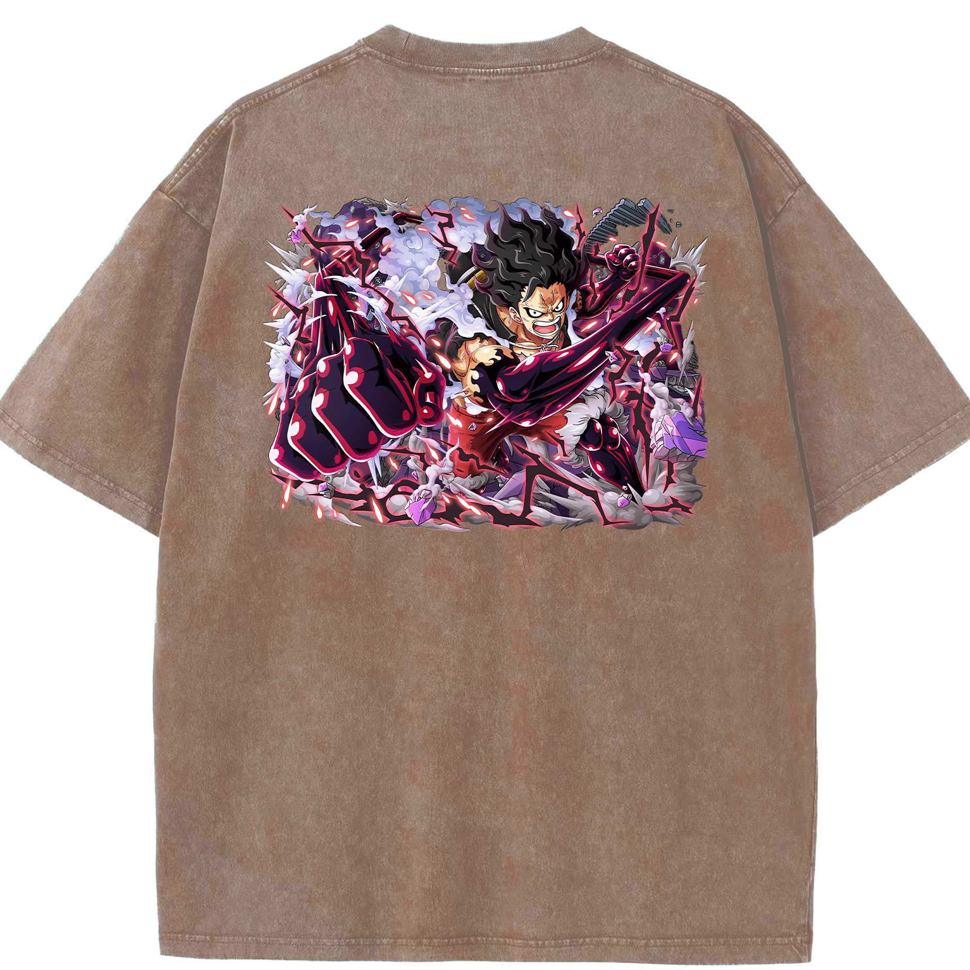 ワンピース モンキー・D・ルフィ ONE PIECE Monkey D. Luffy 綿100% ヴィンテージ風 半袖Tシャツ（背面プリント）