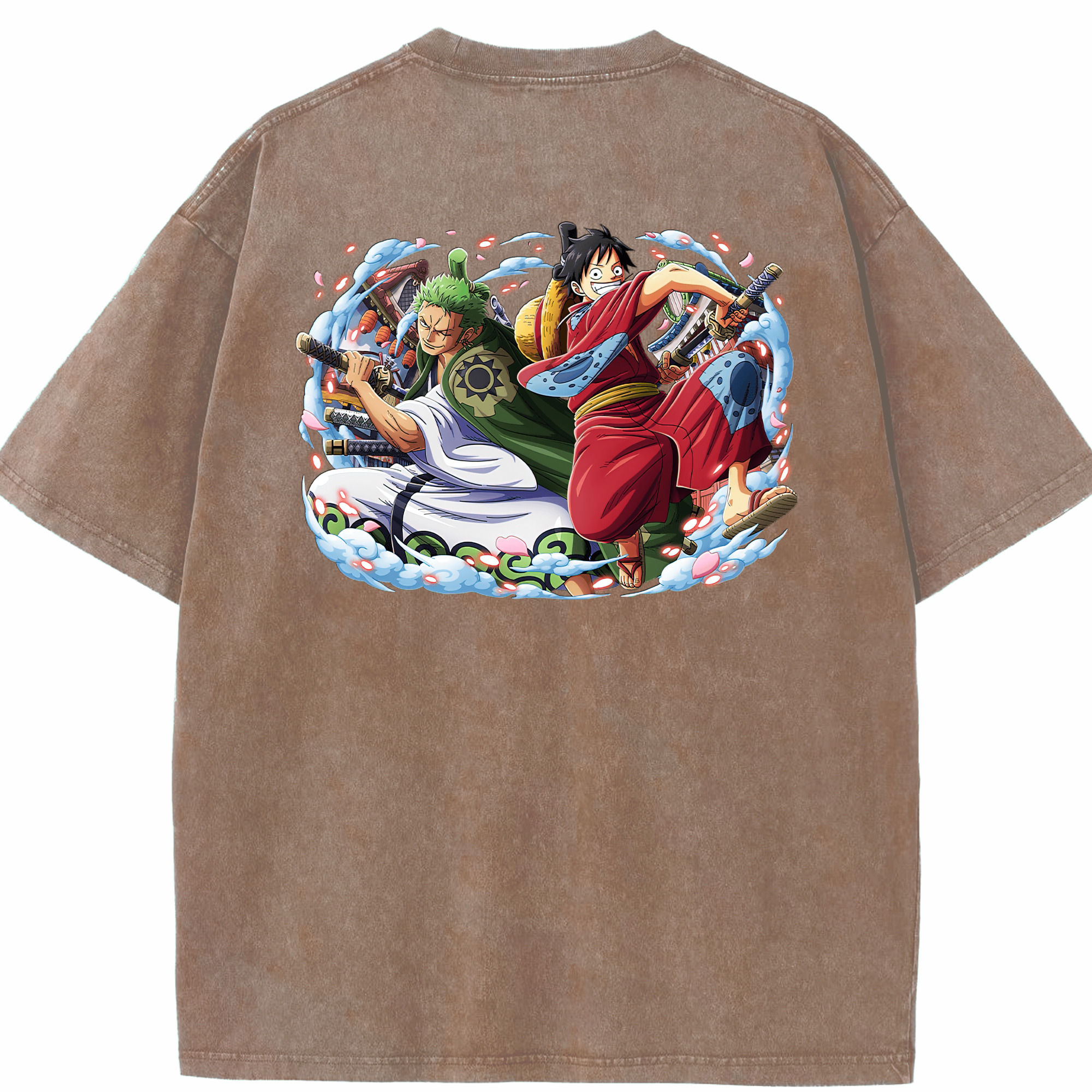 ワンピース モンキー・D・ルフィ ONE PIECE Monkey D. Luffy 綿100% ヴィンテージ風 半袖Tシャツ（背面プリント）