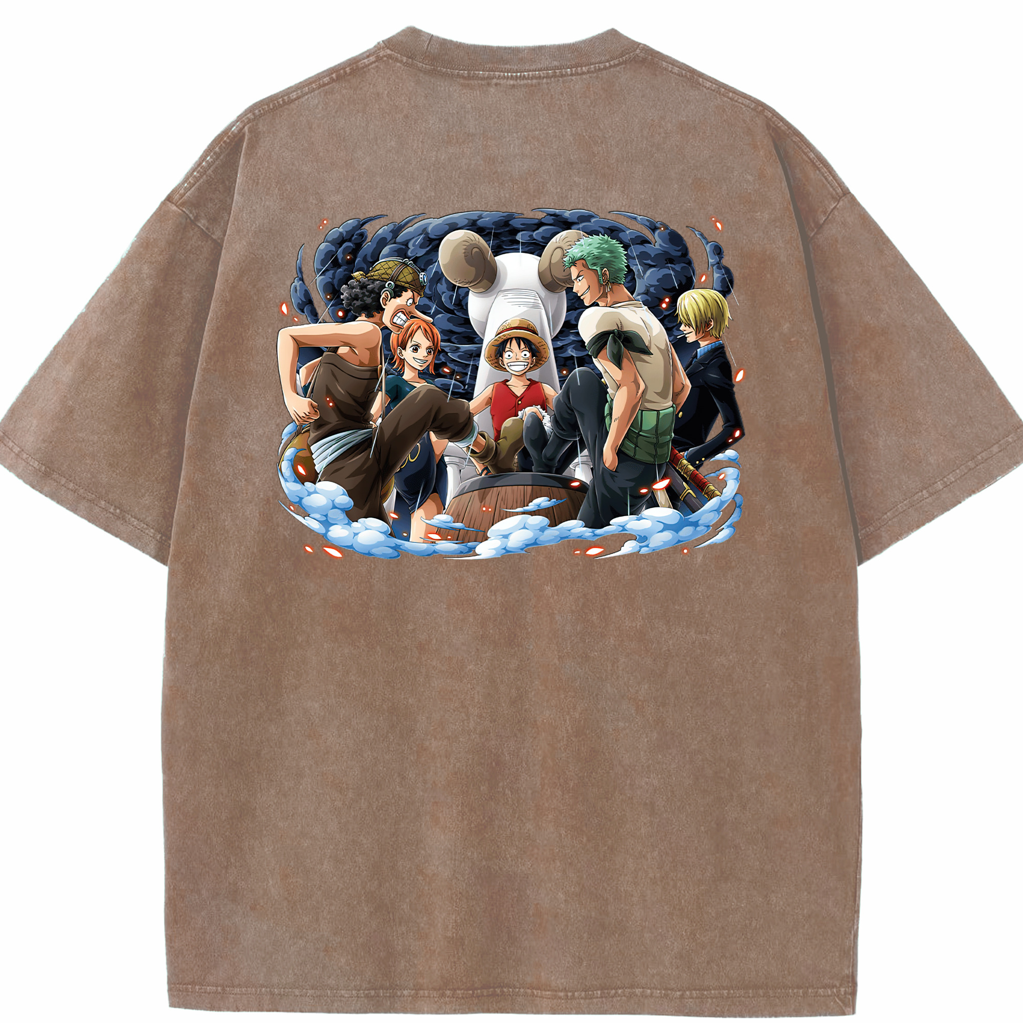 ワンピース モンキー・D・ルフィ ONE PIECE Monkey D. Luffy 綿100% ヴィンテージ風 半袖Tシャツ（背面プリント）