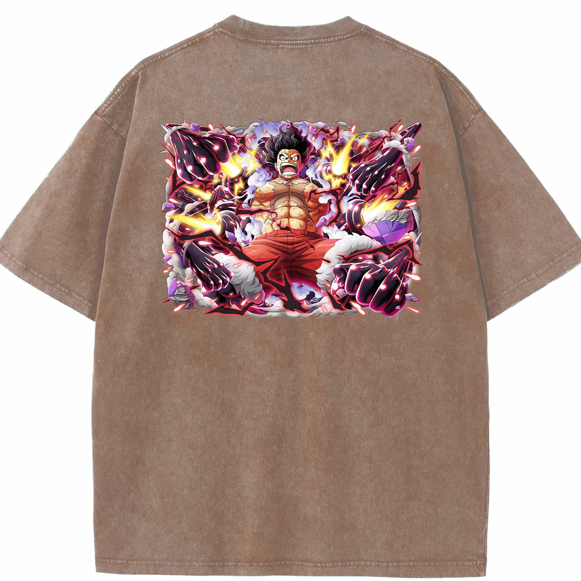 ワンピース モンキー・D・ルフィ ONE PIECE Monkey D. Luffy 綿100% ヴィンテージ風 半袖Tシャツ（背面プリント）