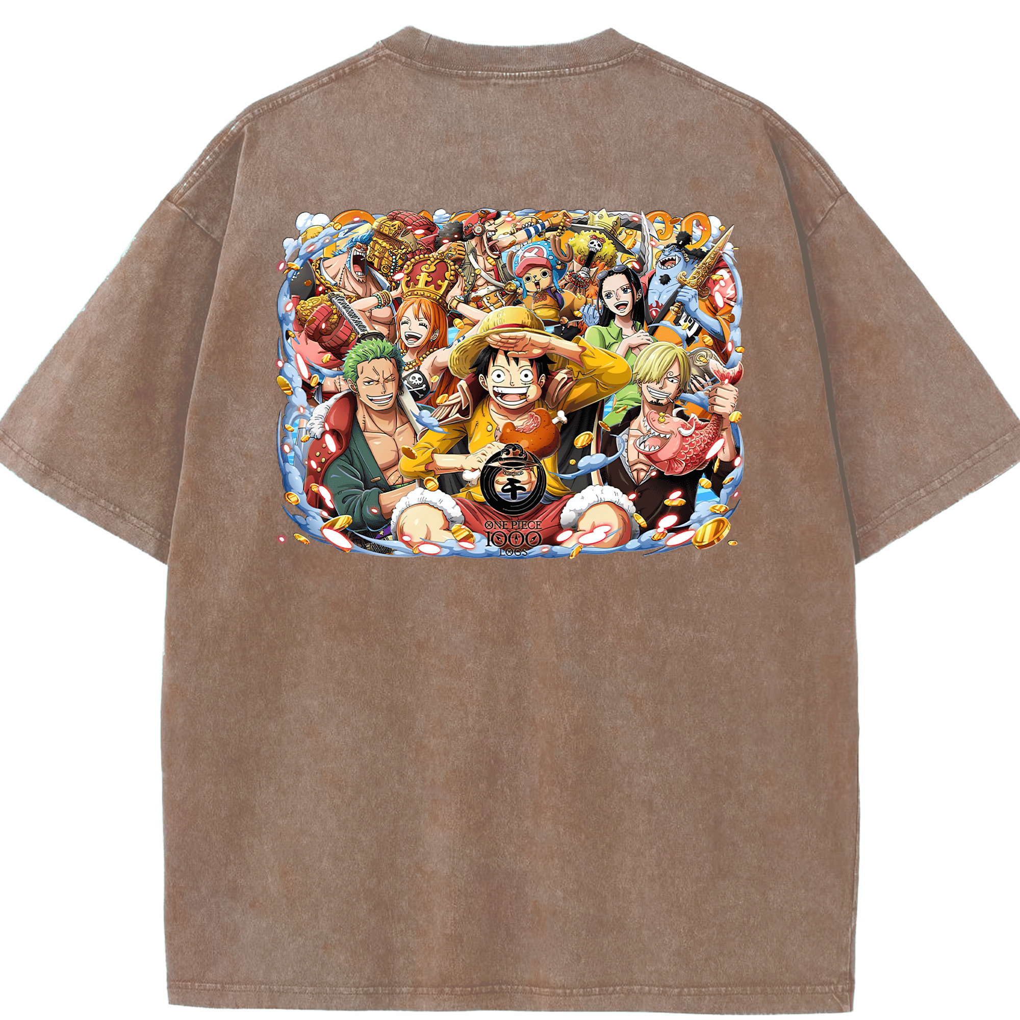 ワンピース モンキー・D・ルフィ ONE PIECE Monkey D. Luffy 綿100% ヴィンテージ風 半袖Tシャツ（背面プリント）