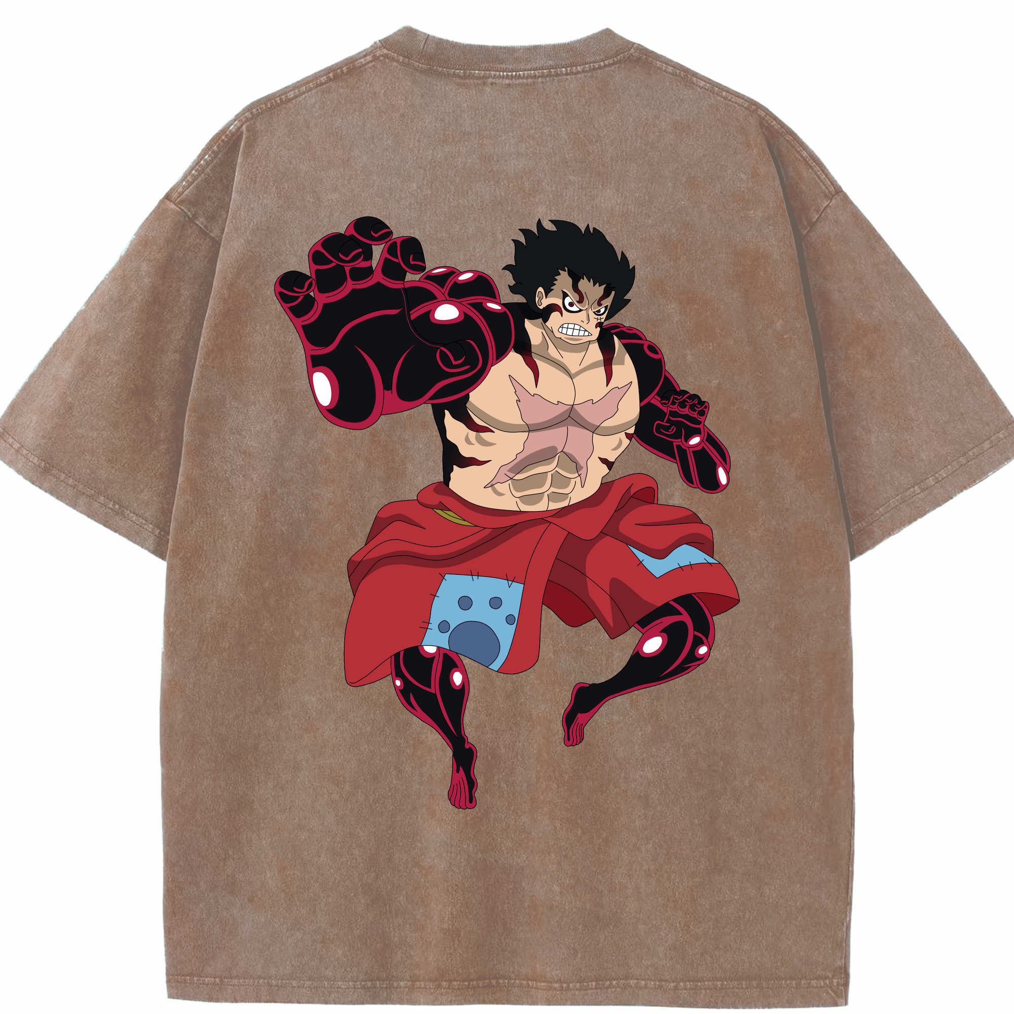 ワンピース モンキー・D・ルフィ ONE PIECE Monkey D. Luffy 綿100% ヴィンテージ風 半袖Tシャツ（背面プリント）