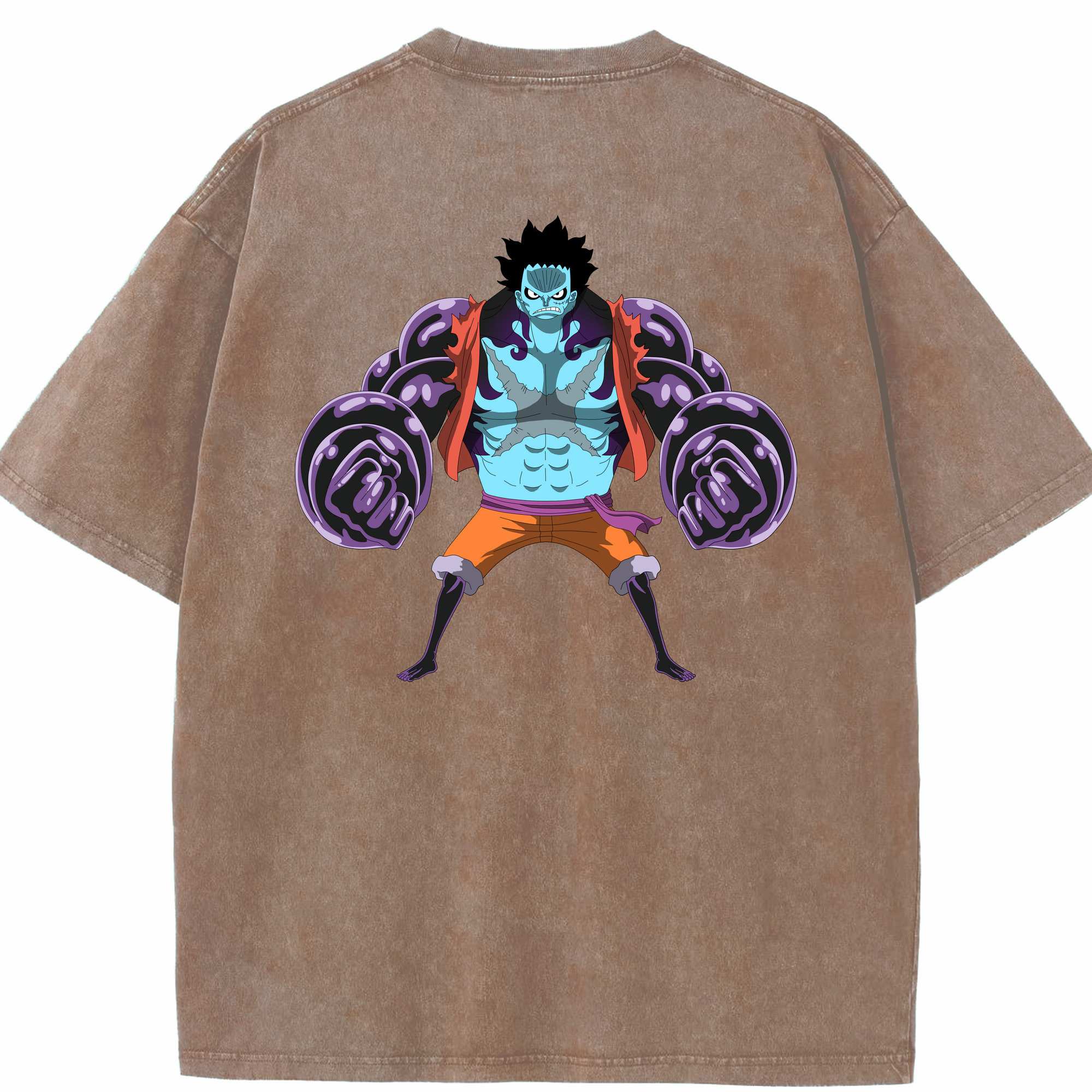 ワンピース モンキー・D・ルフィ ONE PIECE Monkey D. Luffy 綿100% ヴィンテージ風 半袖Tシャツ（背面プリント）