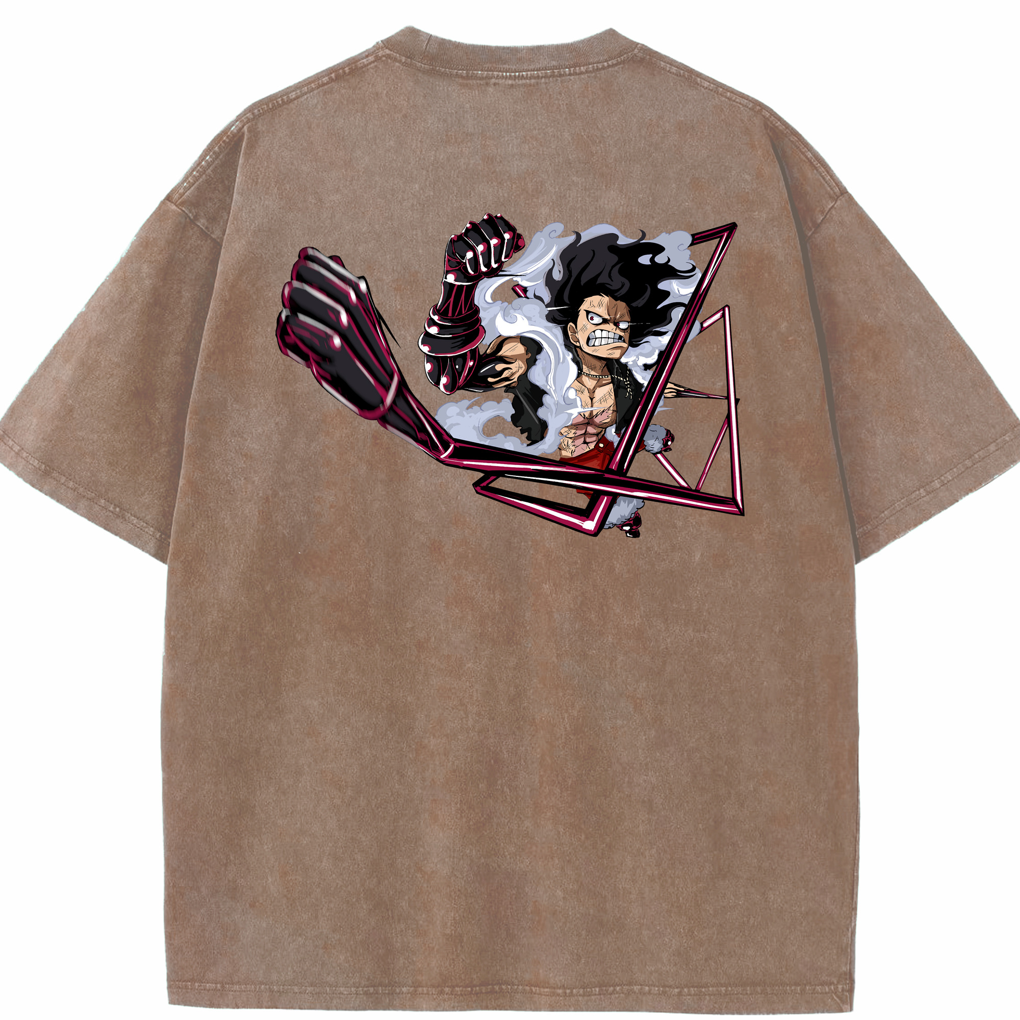 ワンピース モンキー・D・ルフィ ONE PIECE Monkey D. Luffy 綿100% ヴィンテージ風 半袖Tシャツ（背面プリント）