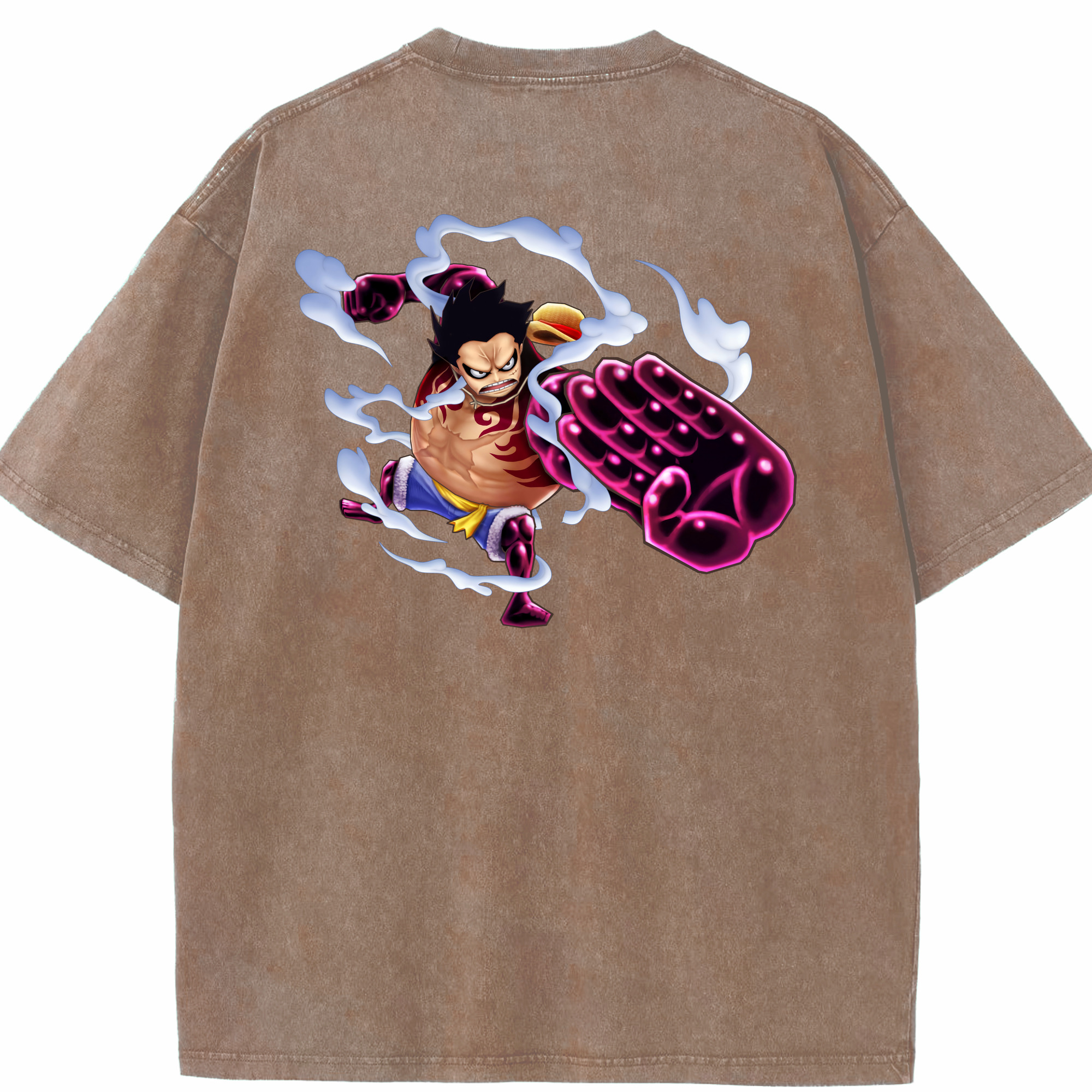 ワンピース モンキー・D・ルフィ ONE PIECE Monkey D. Luffy 綿100% ヴィンテージ風 半袖Tシャツ（背面プリント）