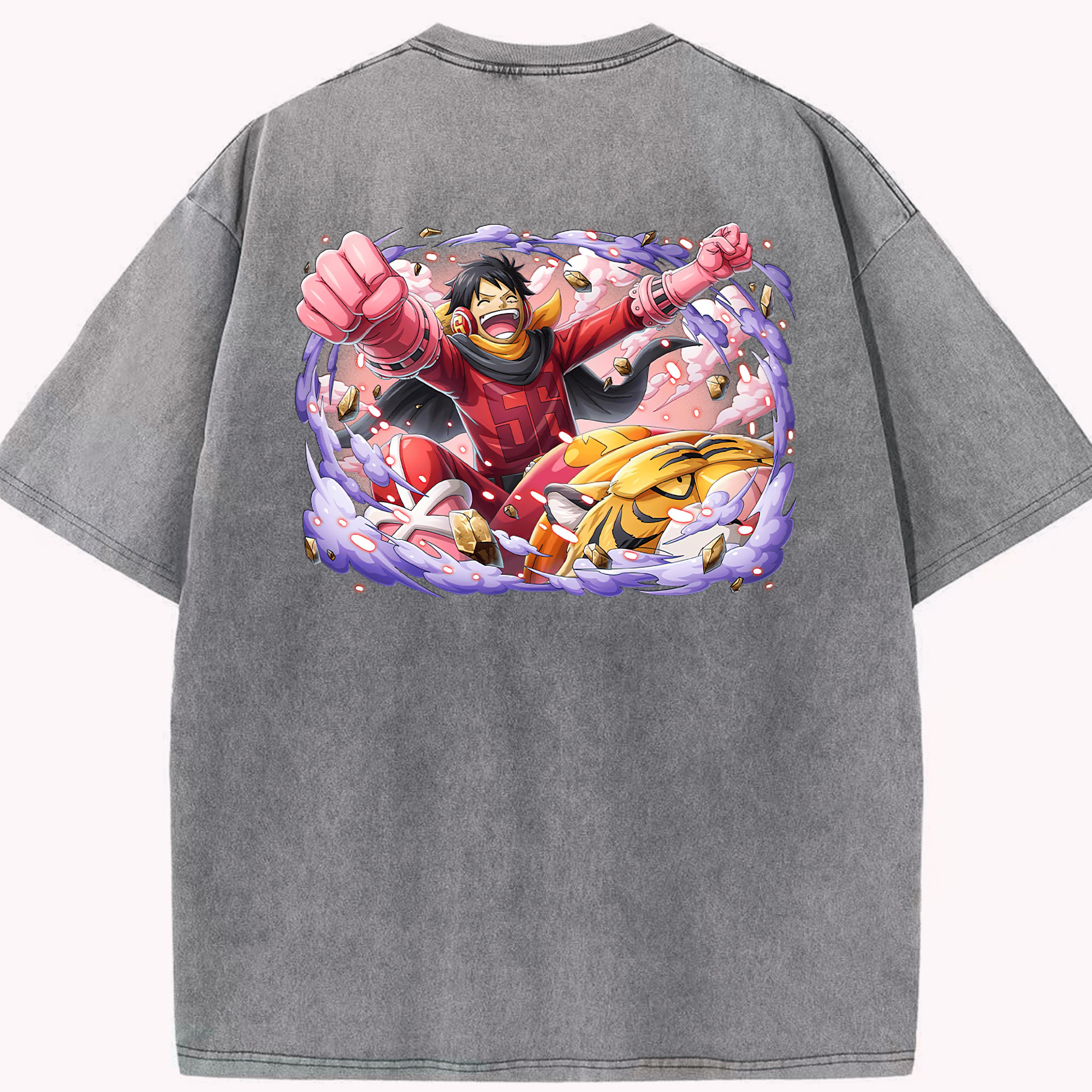 ワンピース モンキー・D・ルフィ ONE PIECE Monkey D. Luffy 綿100% ヴィンテージ風 半袖Tシャツ（背面プリント）