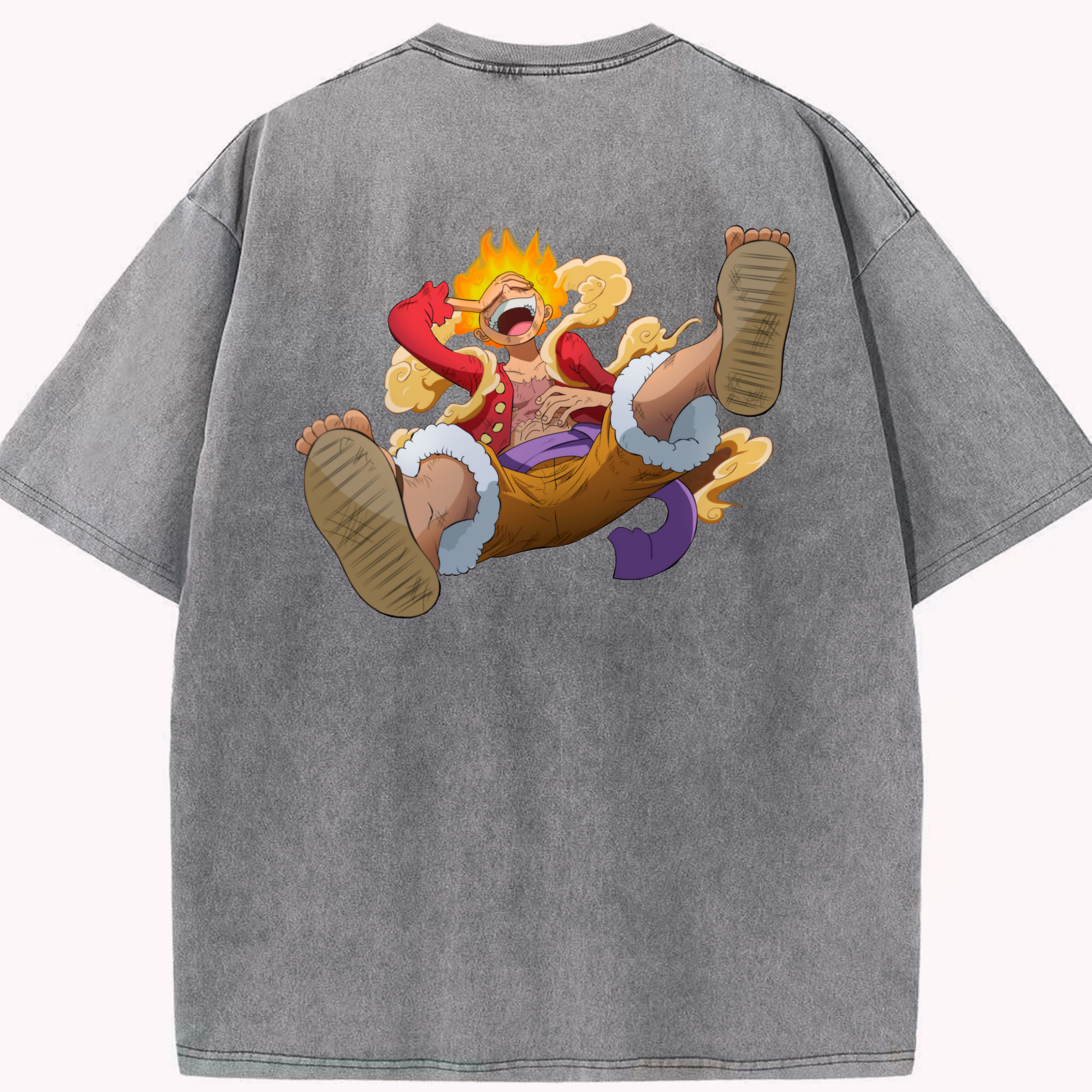 ワンピース モンキー・D・ルフィ ONE PIECE Monkey D. Luffy 綿100% ヴィンテージ風 半袖Tシャツ（背面プリント）