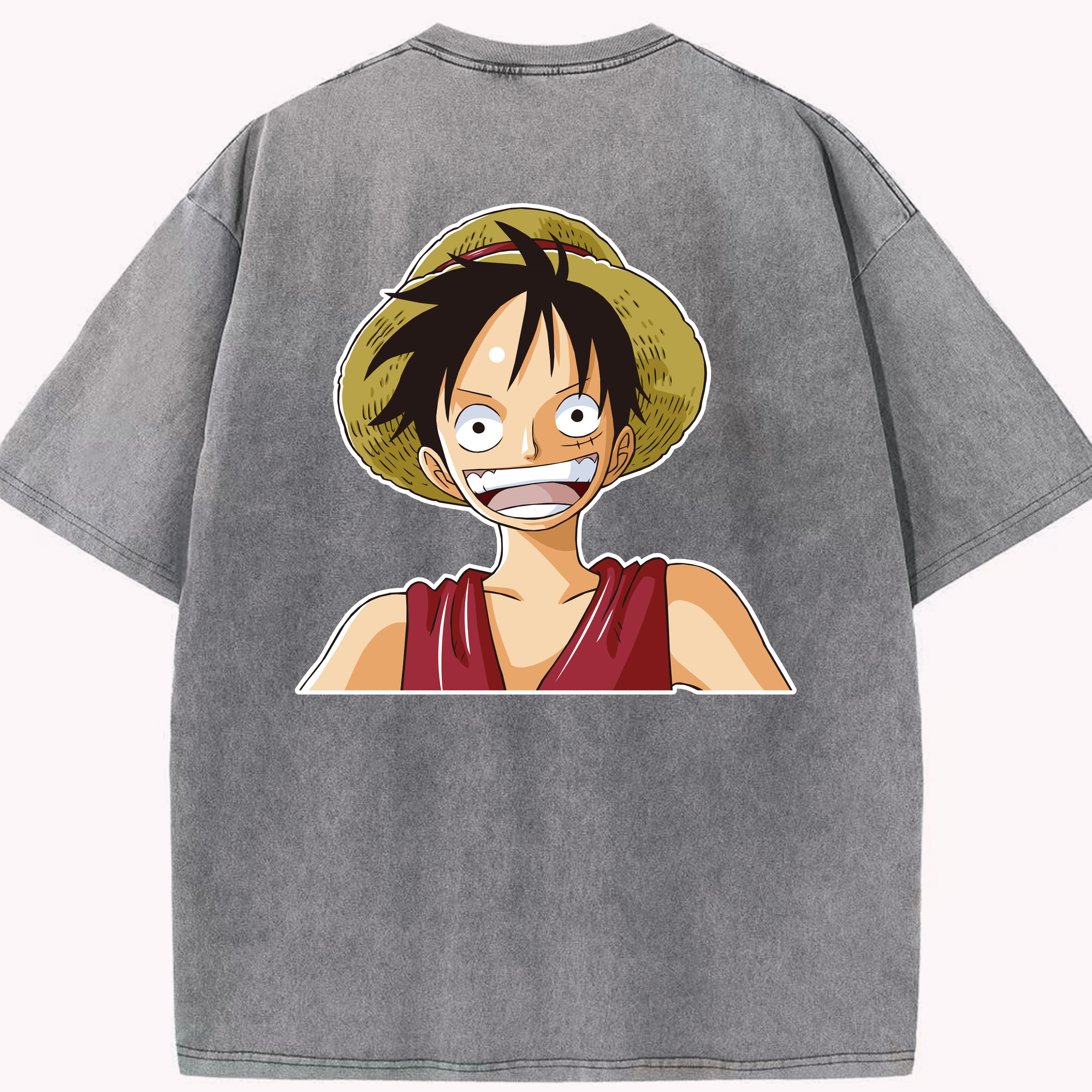 ワンピース モンキー・D・ルフィ ONE PIECE Monkey D. Luffy 綿100% ヴィンテージ風 半袖Tシャツ（背面プリント）