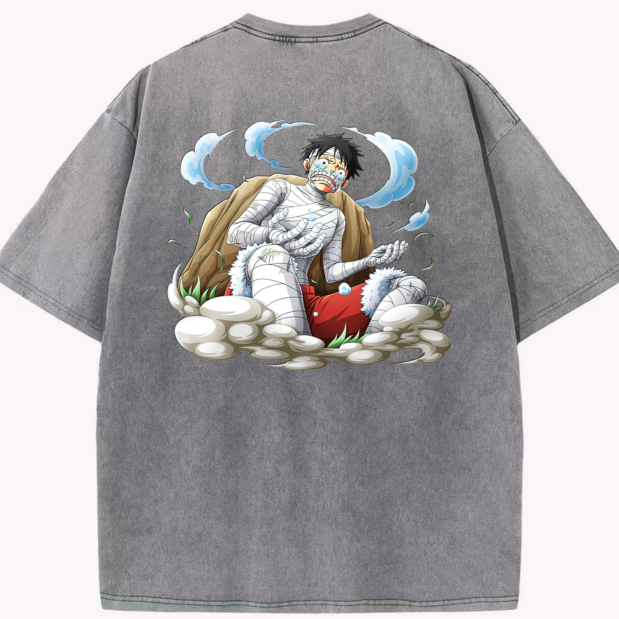 ワンピース モンキー・D・ルフィ ONE PIECE Monkey D. Luffy 綿100% ヴィンテージ風 半袖Tシャツ（背面プリント）