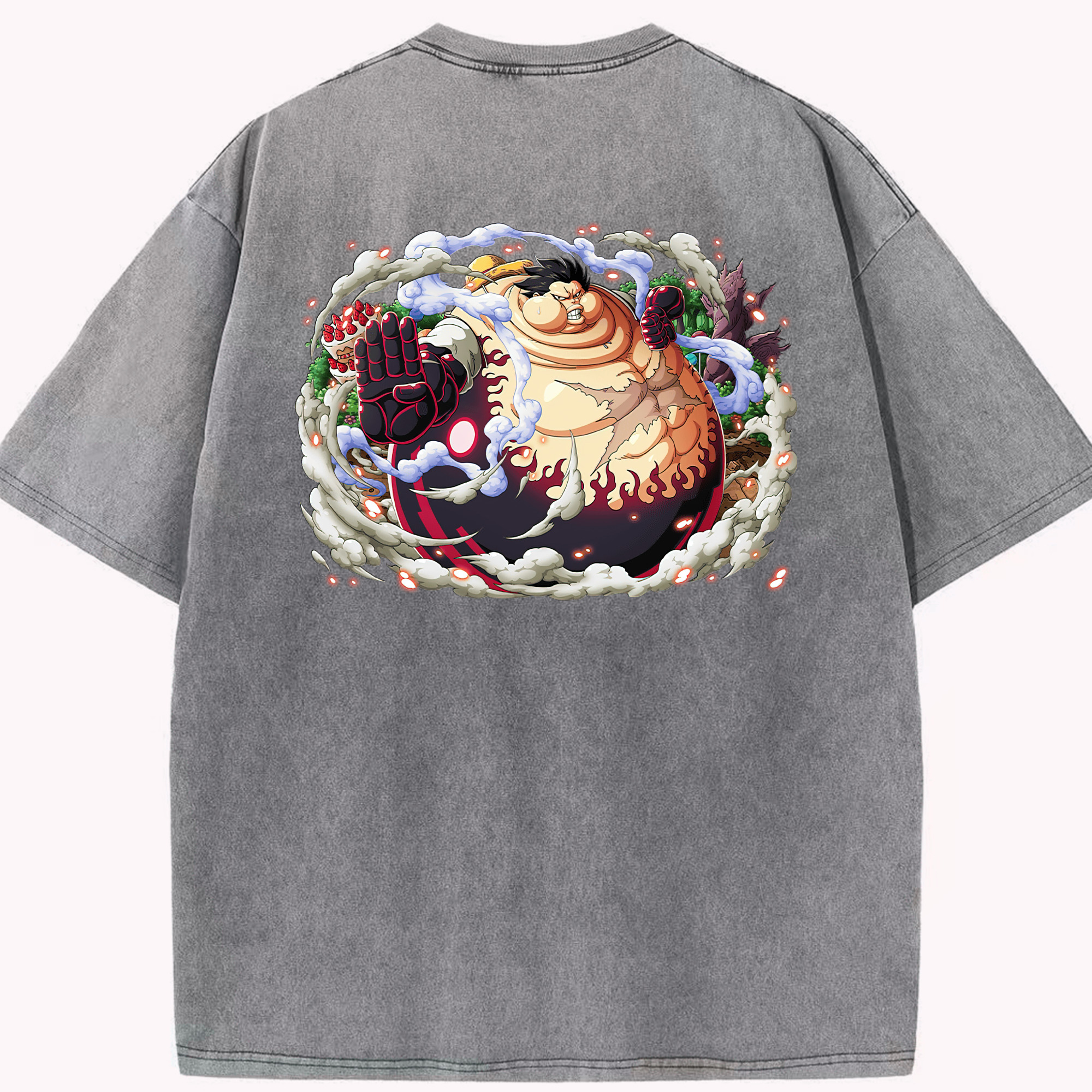 ワンピース モンキー・D・ルフィ ONE PIECE Monkey D. Luffy 綿100% ヴィンテージ風 半袖Tシャツ（背面プリント）