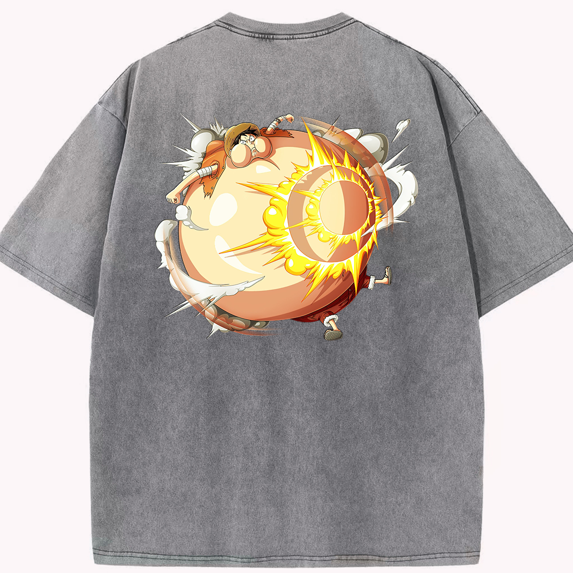 ワンピース モンキー・D・ルフィ ONE PIECE Monkey D. Luffy 綿100% ヴィンテージ風 半袖Tシャツ（背面プリント）