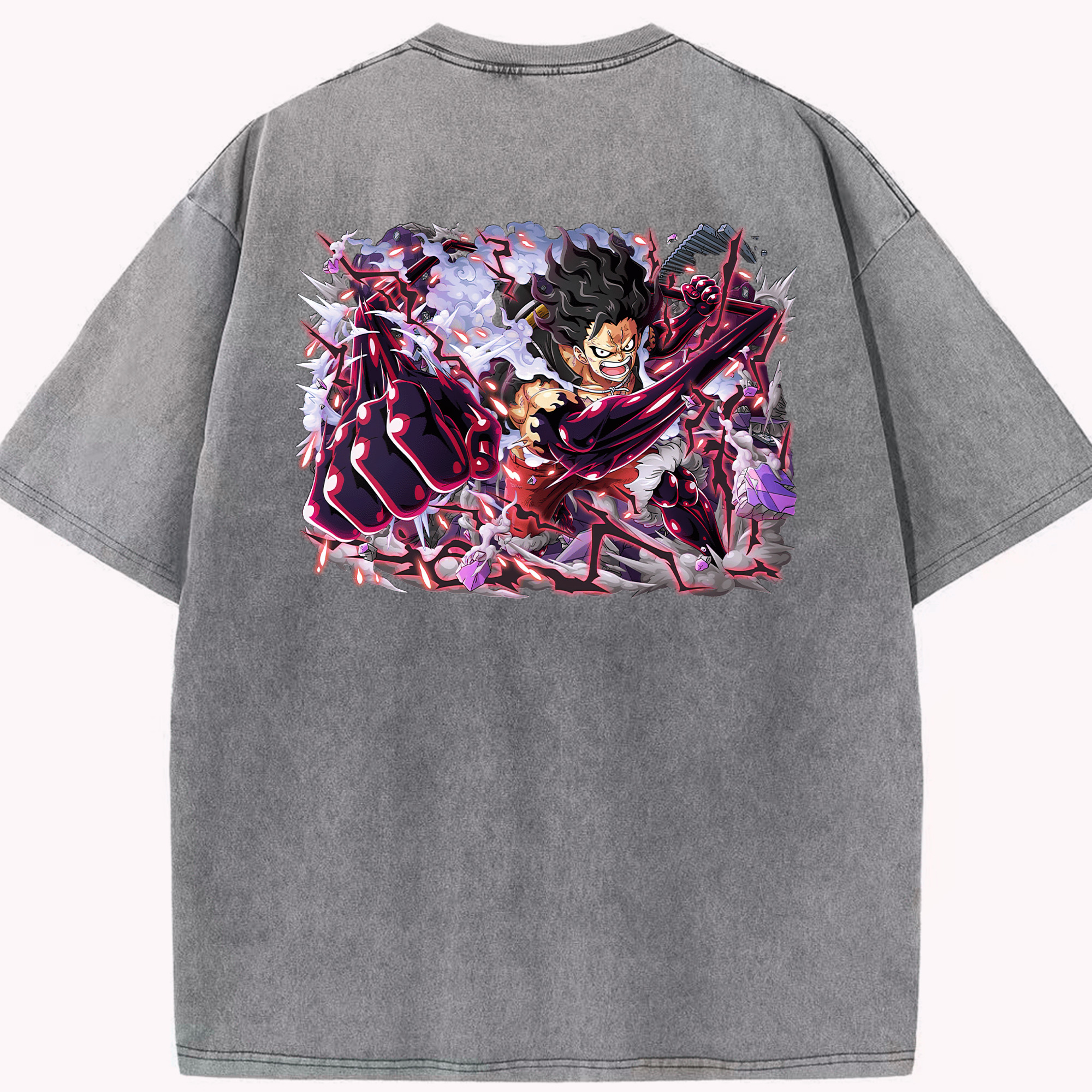 ワンピース モンキー・D・ルフィ ONE PIECE Monkey D. Luffy 綿100% ヴィンテージ風 半袖Tシャツ（背面プリント）