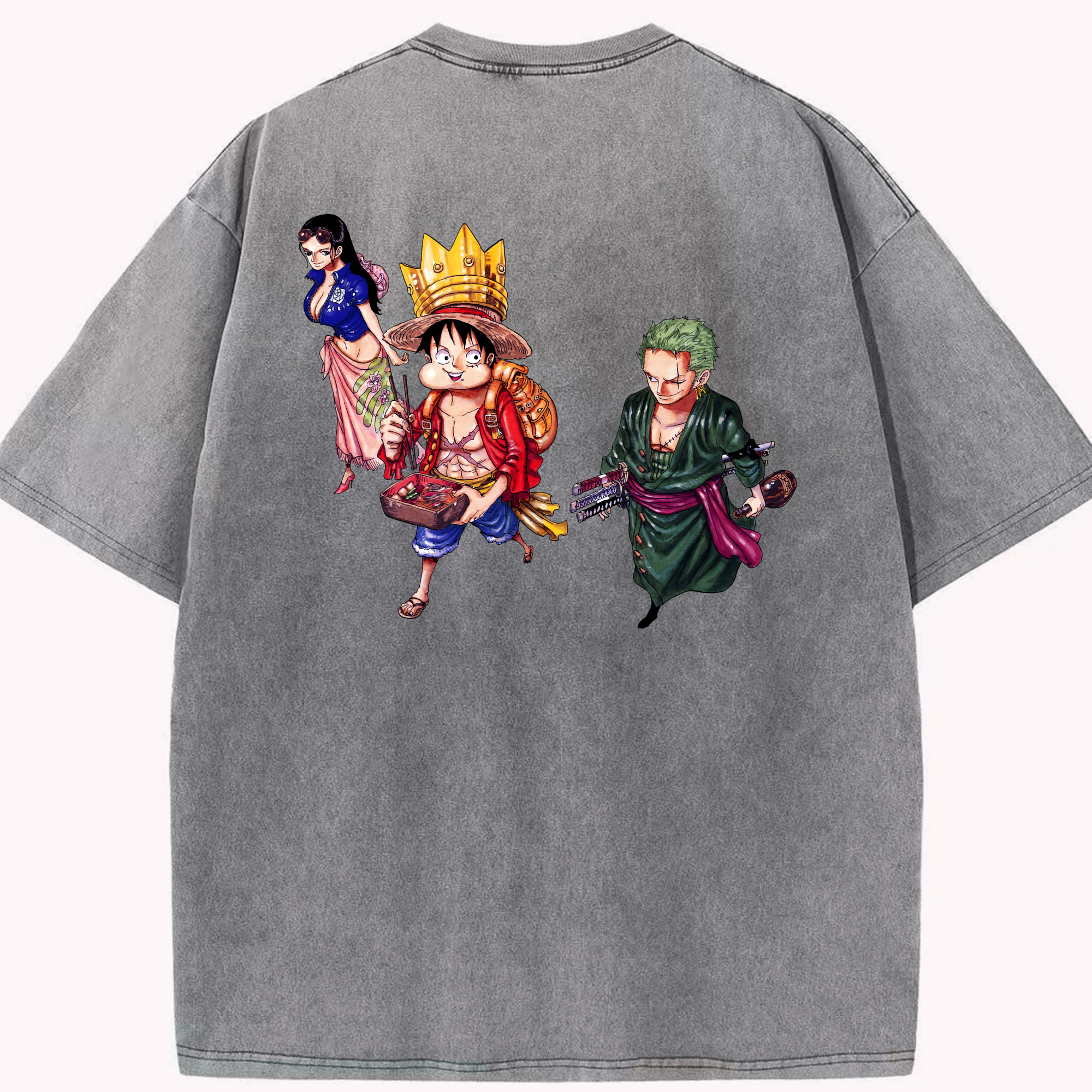 ワンピース モンキー・D・ルフィ ONE PIECE Monkey D. Luffy 綿100% ヴィンテージ風 半袖Tシャツ（背面プリント）