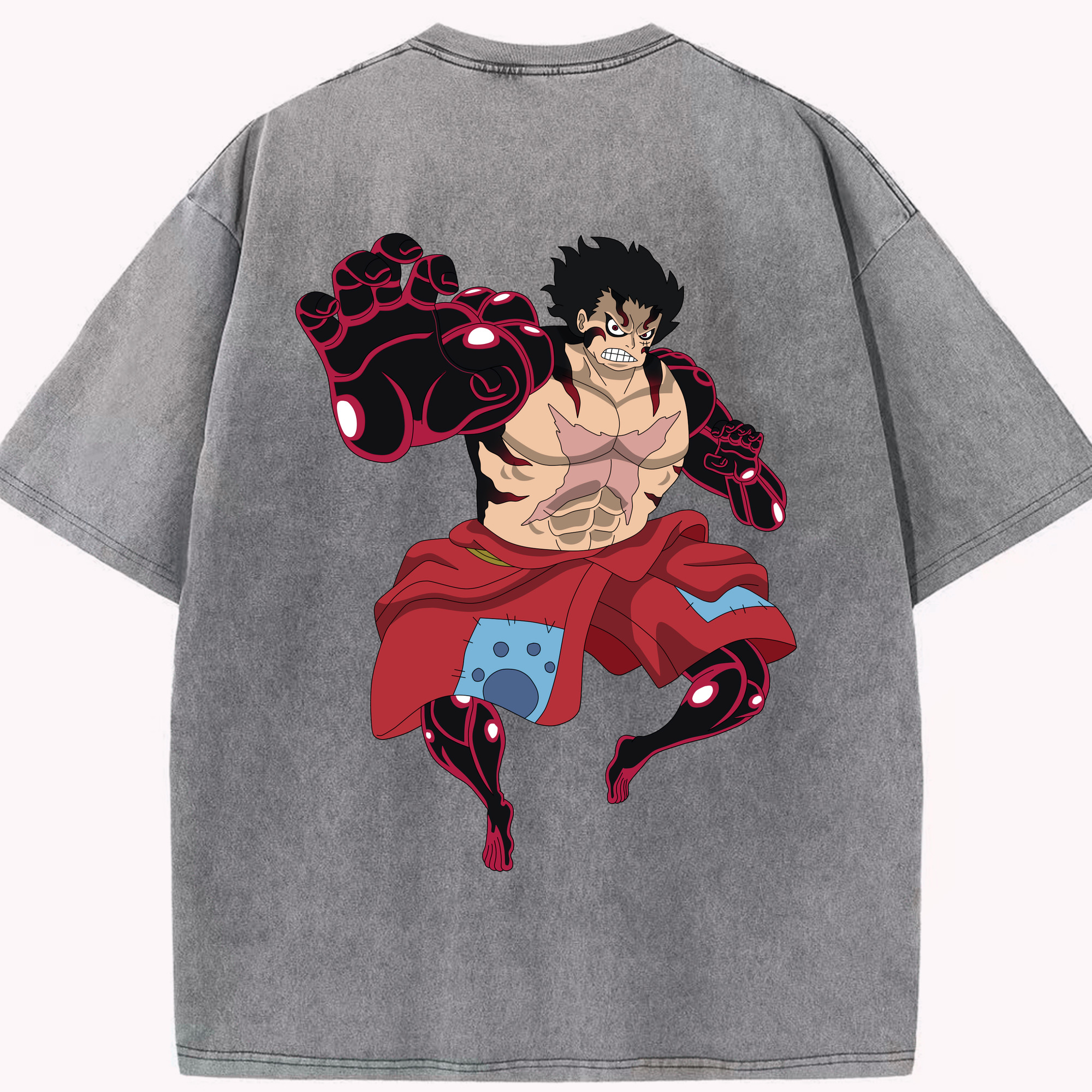 ワンピース モンキー・D・ルフィ ONE PIECE Monkey D. Luffy 綿100% ヴィンテージ風 半袖Tシャツ（背面プリント）