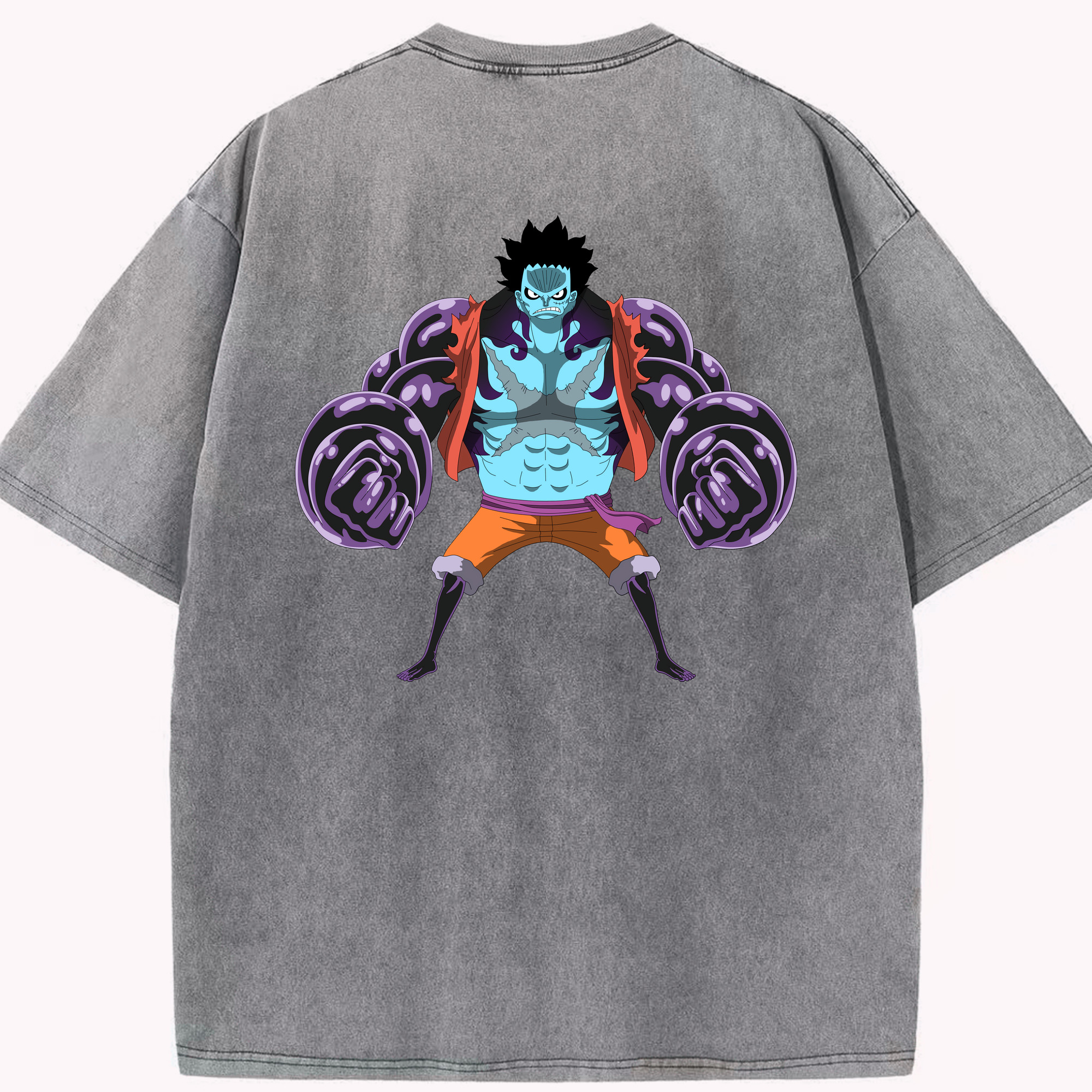 ワンピース モンキー・D・ルフィ ONE PIECE Monkey D. Luffy 綿100% ヴィンテージ風 半袖Tシャツ（背面プリント）