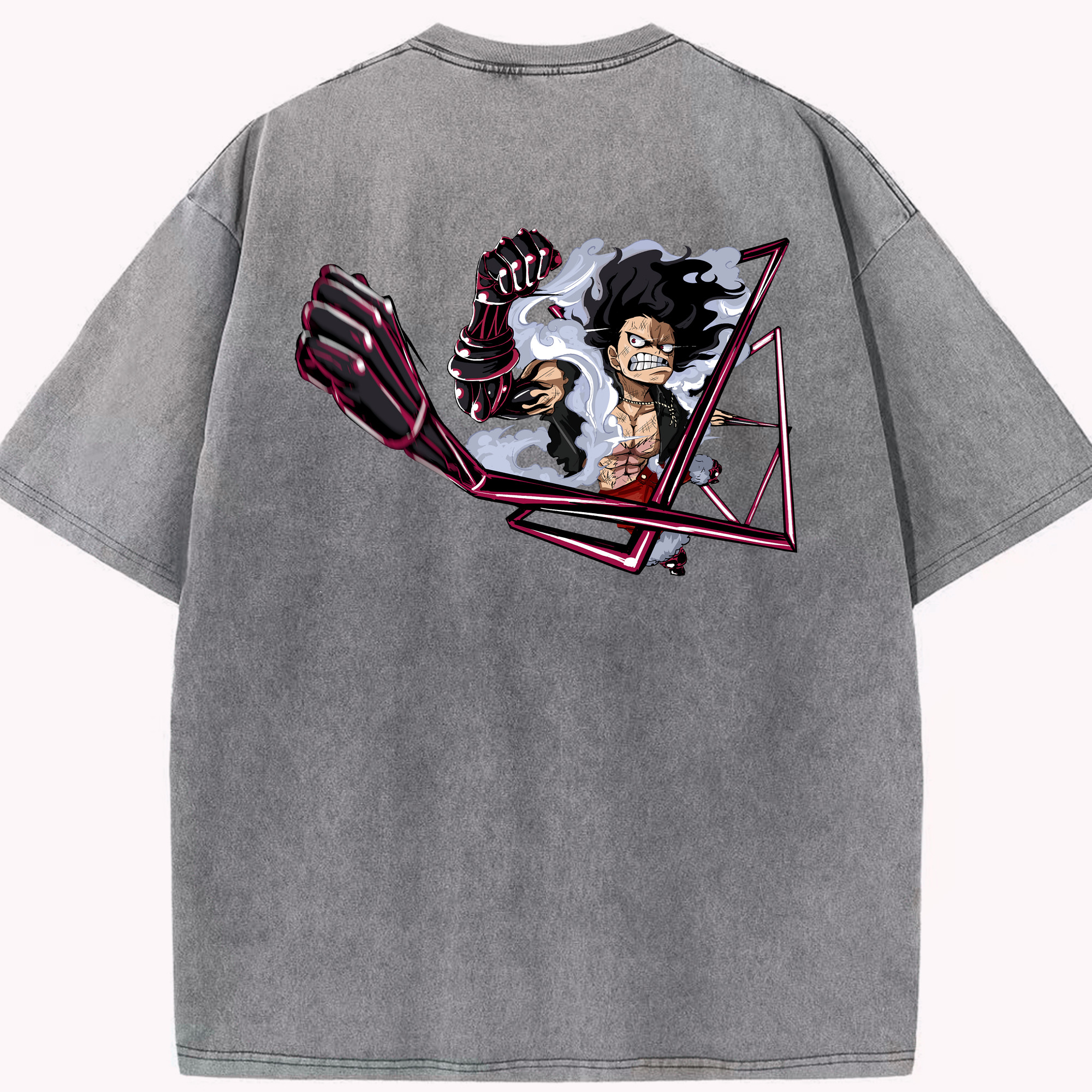 ワンピース モンキー・D・ルフィ ONE PIECE Monkey D. Luffy 綿100% ヴィンテージ風 半袖Tシャツ（背面プリント）