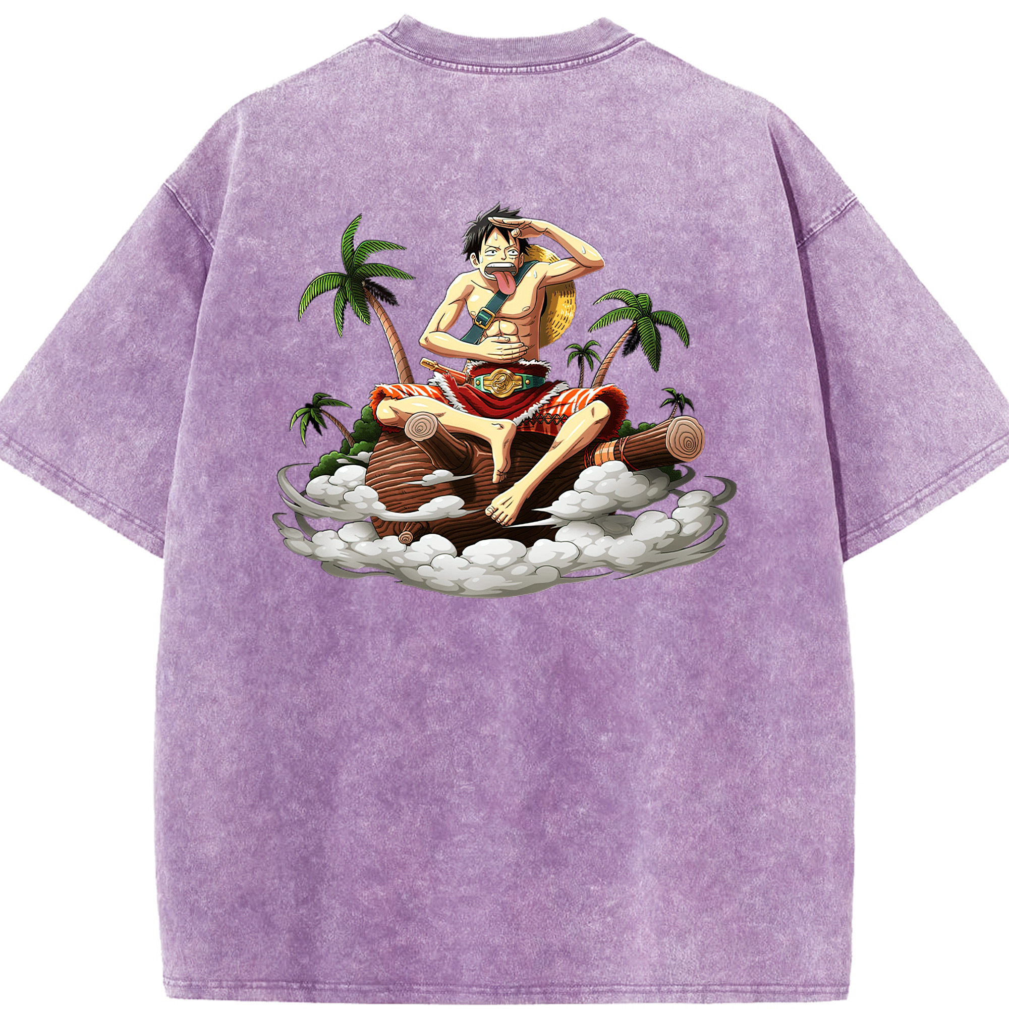 ワンピース モンキー・D・ルフィ ONE PIECE Monkey D. Luffy 綿100% ヴィンテージ風 半袖Tシャツ（背面プリント）