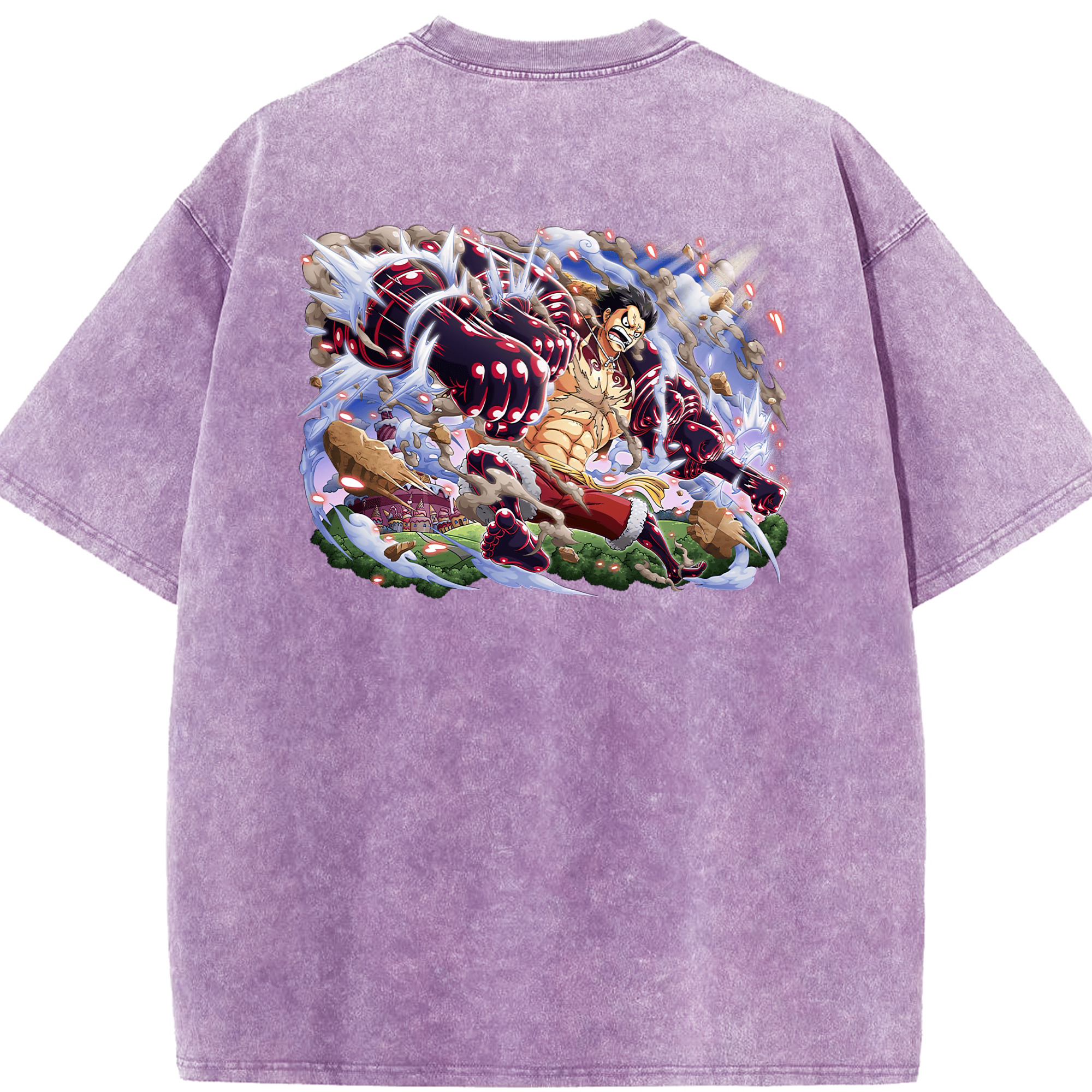 ワンピース モンキー・D・ルフィ ONE PIECE Monkey D. Luffy 綿100% ヴィンテージ風 半袖Tシャツ（背面プリント）